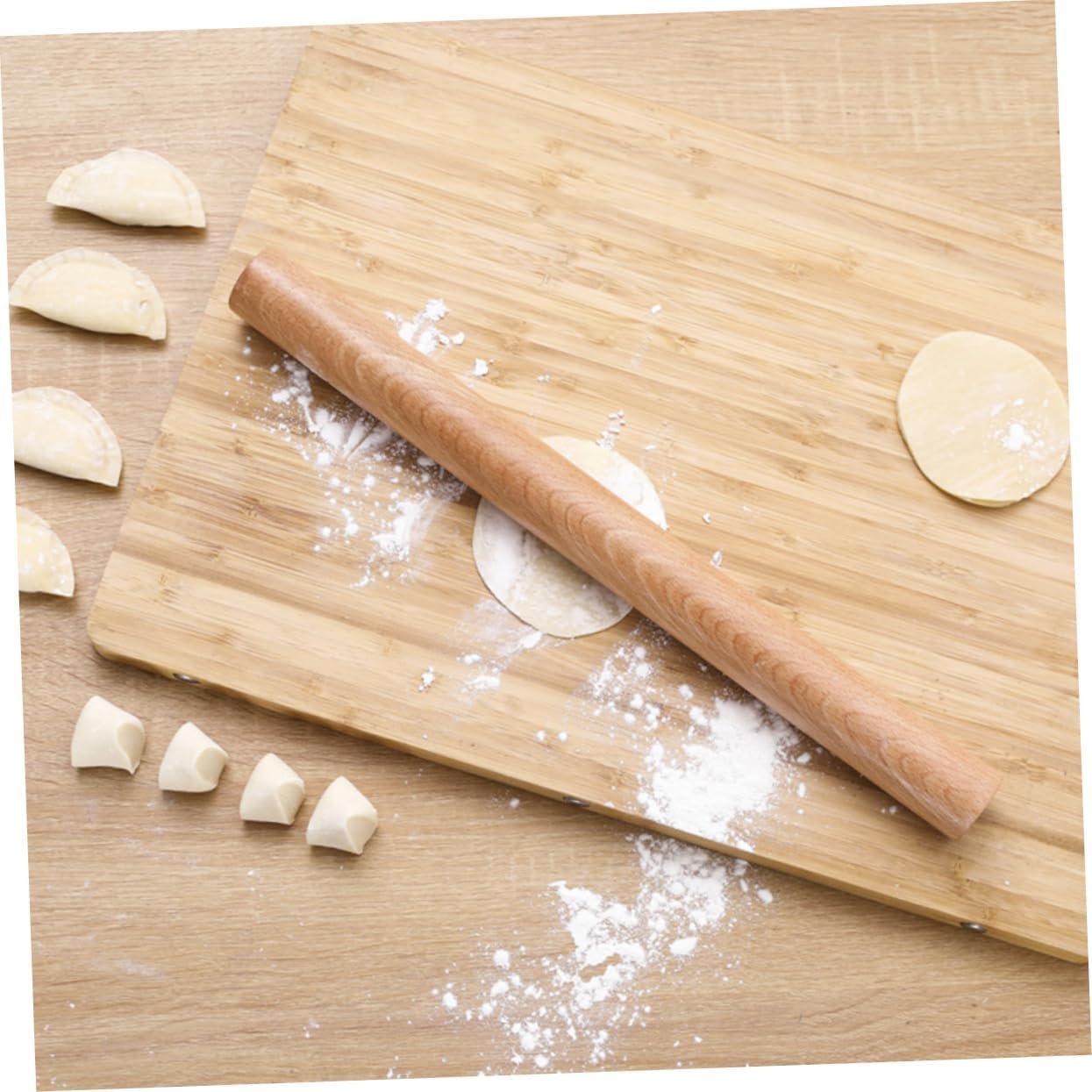 6pcs Metal Rolling Pin Wooden Dough Roller Wood Baking Supplies Cooking Wood Roller Pizza Rolling Pins Pasta Rolling Pin Pastry Wood Roller Dumpling Bamboo Mesh Pad