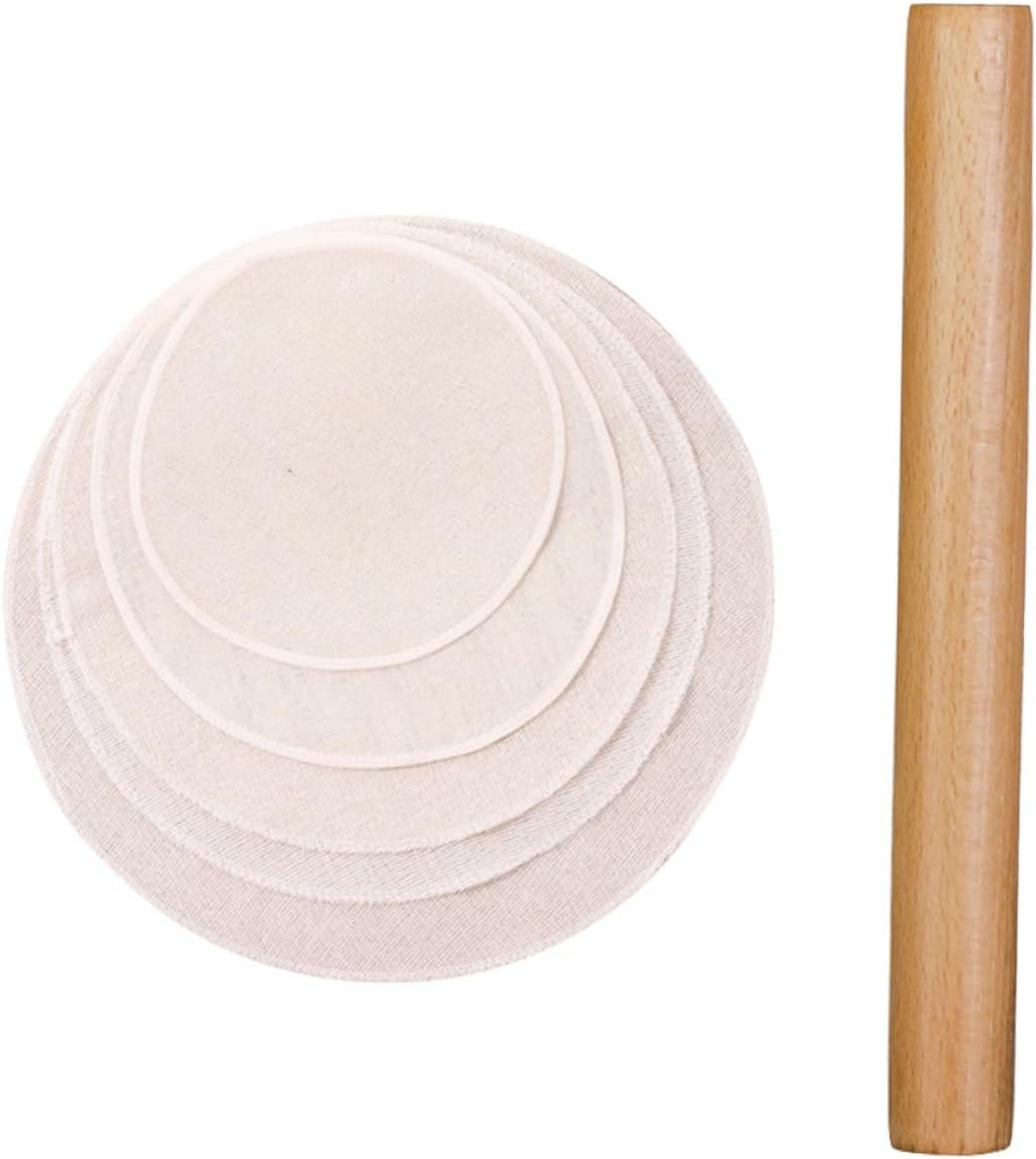 6pcs Metal Rolling Pin Wooden Dough Roller Wood Baking Supplies Cooking Wood Roller Pizza Rolling Pins Pasta Rolling Pin Pastry Wood Roller Dumpling Bamboo Mesh Pad