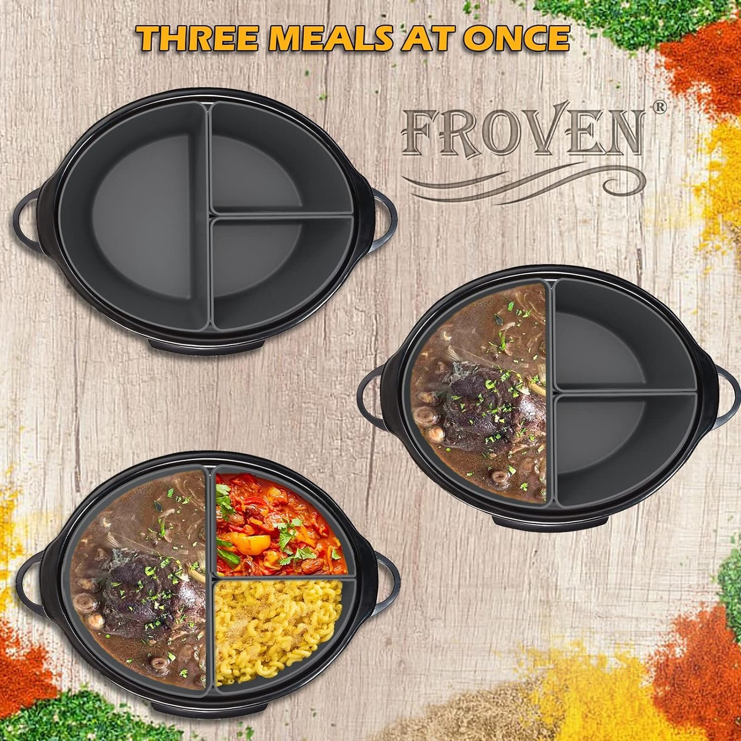 6QT Silicone Slow Cooker Dividers Compatible Crock Pot Liners 6 QT Oval Shape, Leakproof, Dishwasher Safe, Reusable Slow Cooker Liner For Most 6 Quart CrockPot Divider Inserts Accessories