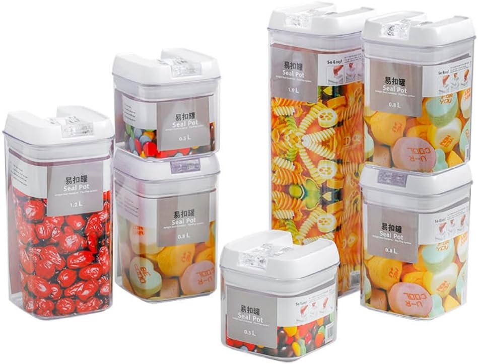 7-Piece Set of Airtight Food Storage Containers with Easy Lock Lids, BPA-Free Plastic, Ideal for Kitchen Pantry Organization and Storage