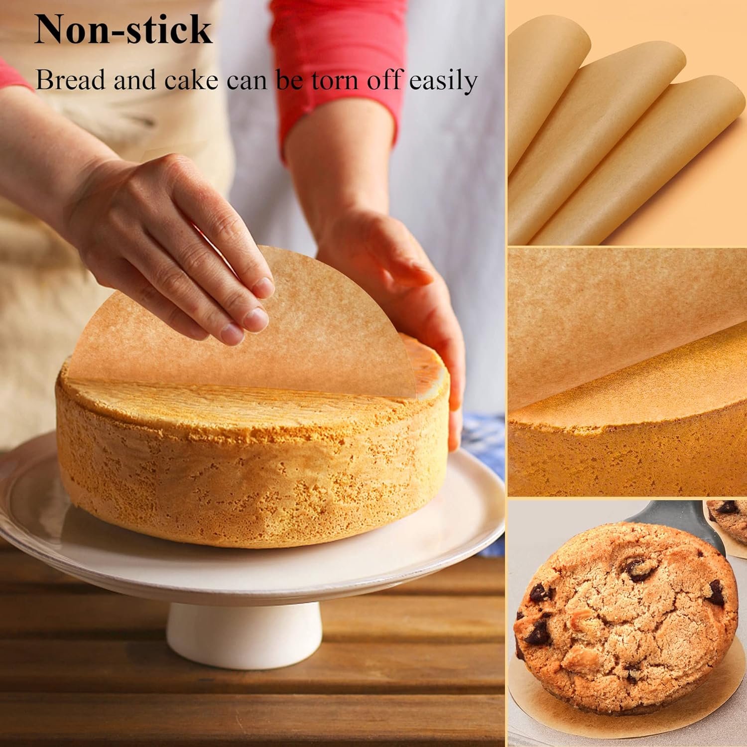 8 Inch Parchment Paper Rounds, 100PCS Unbleached and Non Stick Baking Parchment Rounds, Precut Round Parchment Paper for Baking Sheets Round, Cake Pans, Springform Pan, Bamboo Steamer