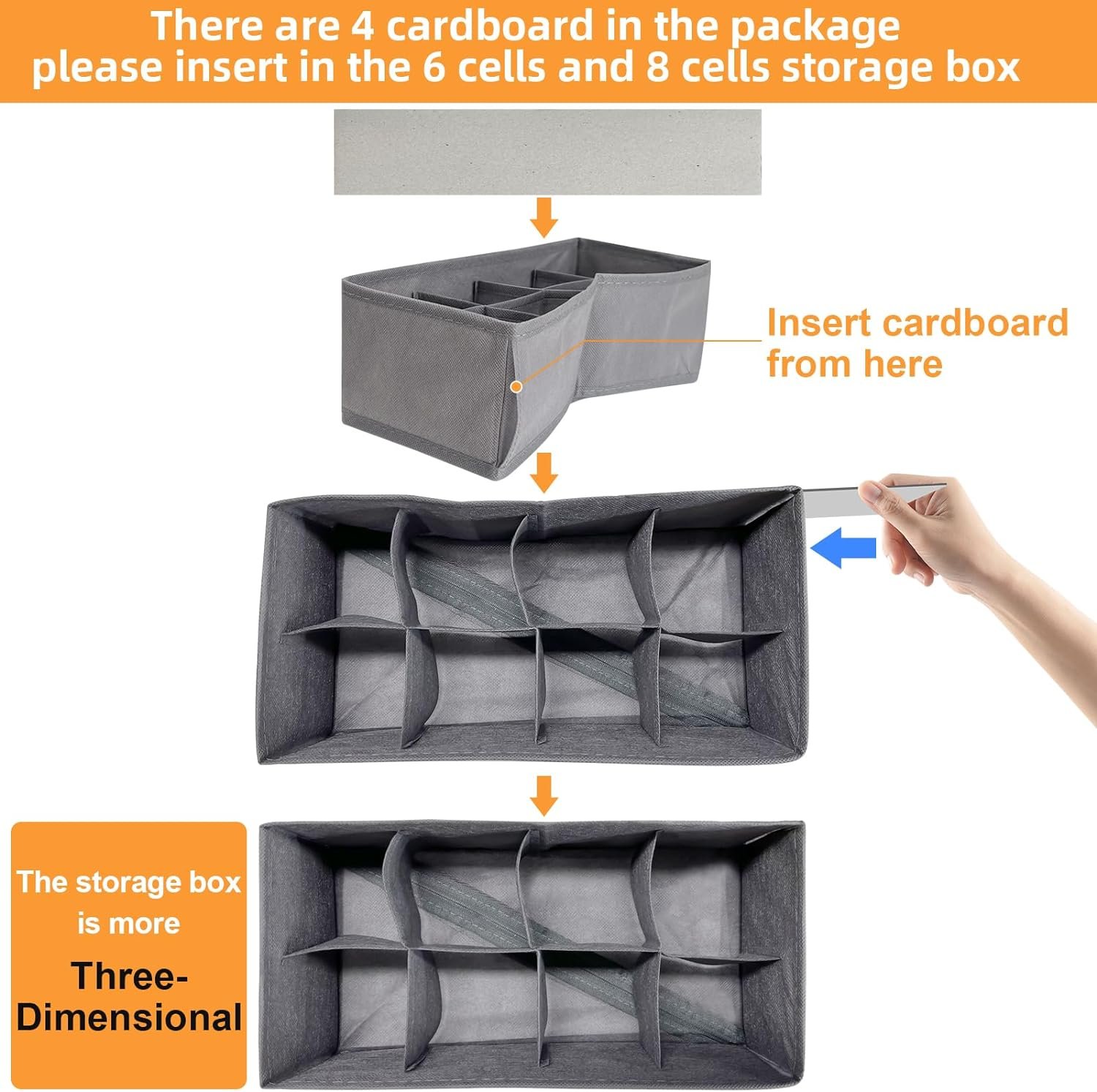 8 Packs Drawer Organizers for Clothing with 90 Cells Fabric Foldable Grids Dividers Box for Socks,Underwear, Bras and Ties