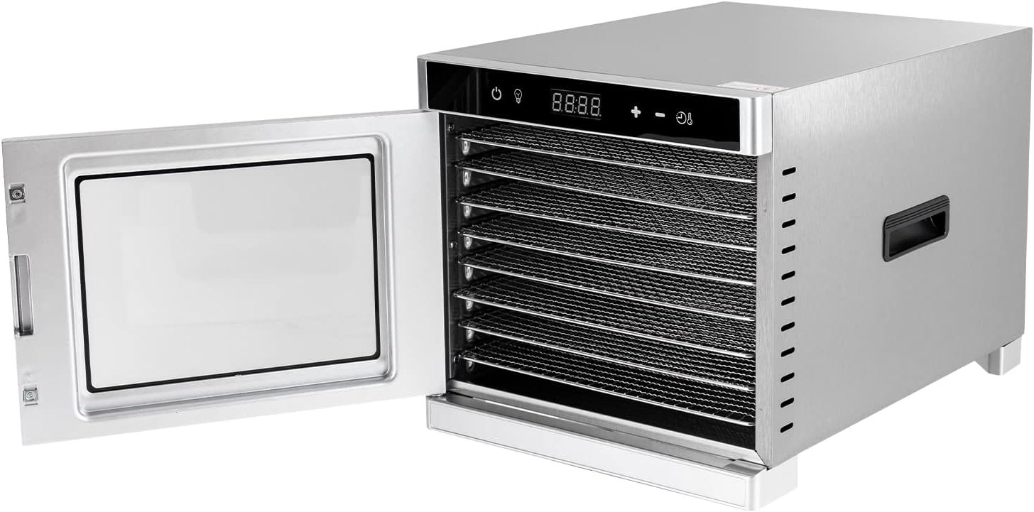 8 Trays Food Dehydrators for Food and Jerky,Fruit,Veggies,Meat,Durable Food-grade Stainless Steel Dryer Machine with 24H Adjustable Digital Timer,95ºF-167ºF Temp Control, Safety Over Heat Protection 8 Trays Food Dehydrators for Food and Jerky,Fruit,Veggies,Meat,Durable Food-grade Stainless Steel Dryer Machine with 24H Adjustable Digital Timer,95ºF-167ºF Temp Control, Safety Over Heat Protection