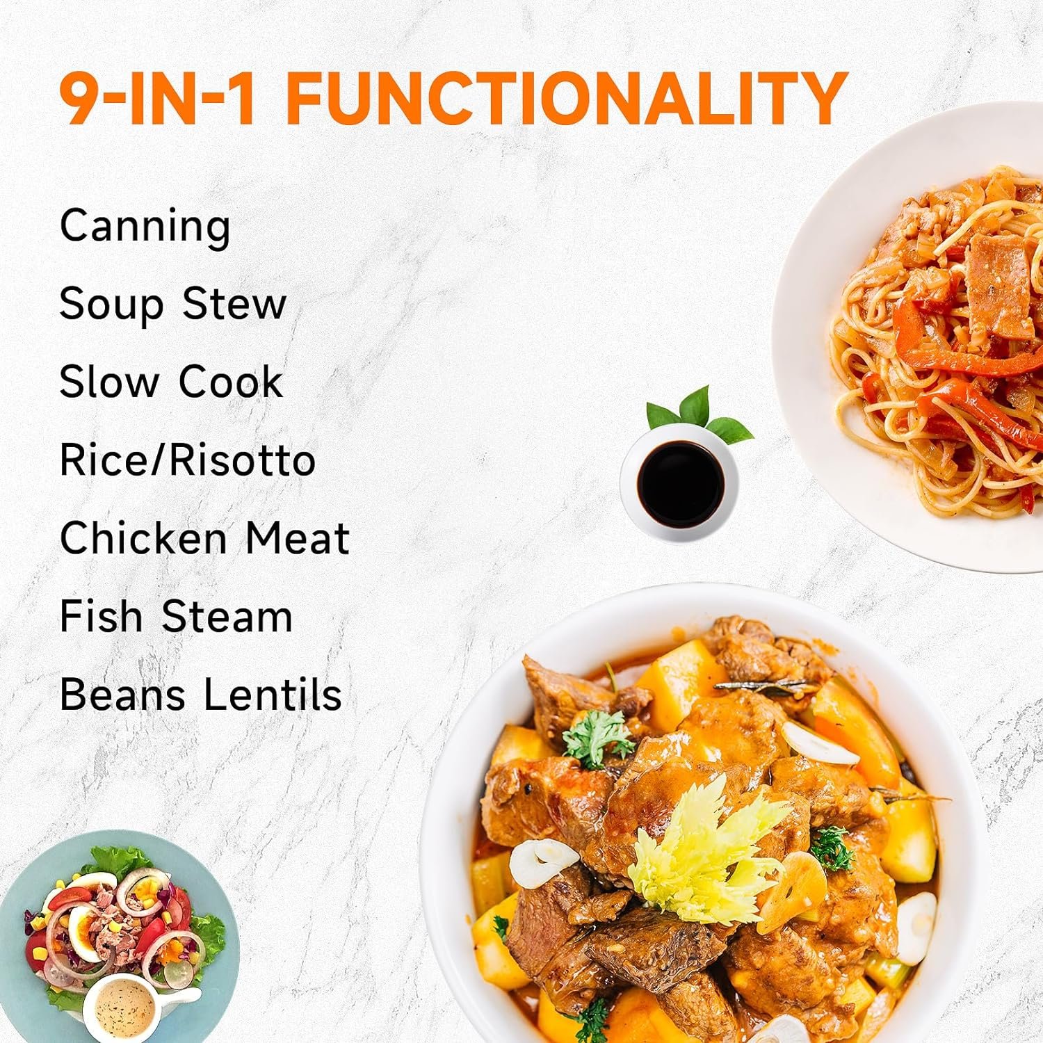 9 in 1 Electric Pressure Cooker,Slow Cook,Rice/Grain Cooker,Steamer,With Non-Stick Coating Inner Pot,Stainless Steel,6 Quart