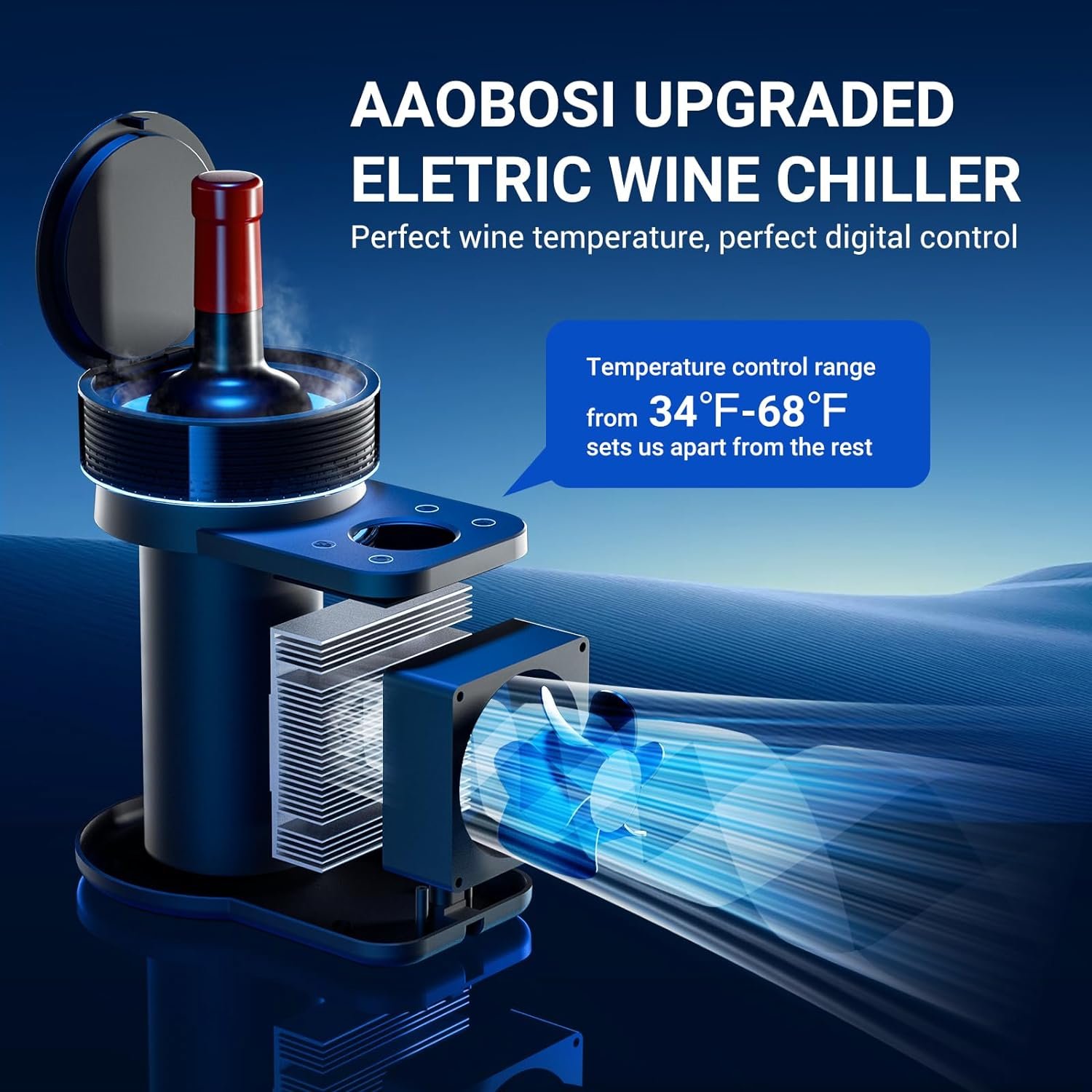 AAOBOSI Wine Chiller Electric, Portable Wine Bottle Chiller for 750ml Wine, Single Bottle Wine Cooler with Home Power Cord Car Power Cord, Gift for Wine Lovers AAOBOSI Wine Chiller Electric, Portable Wine Bottle Chiller for 750ml Wine, Single Bottle Wine Cooler with Home Power Cord Car Power Cord, Gift for Wine Lovers