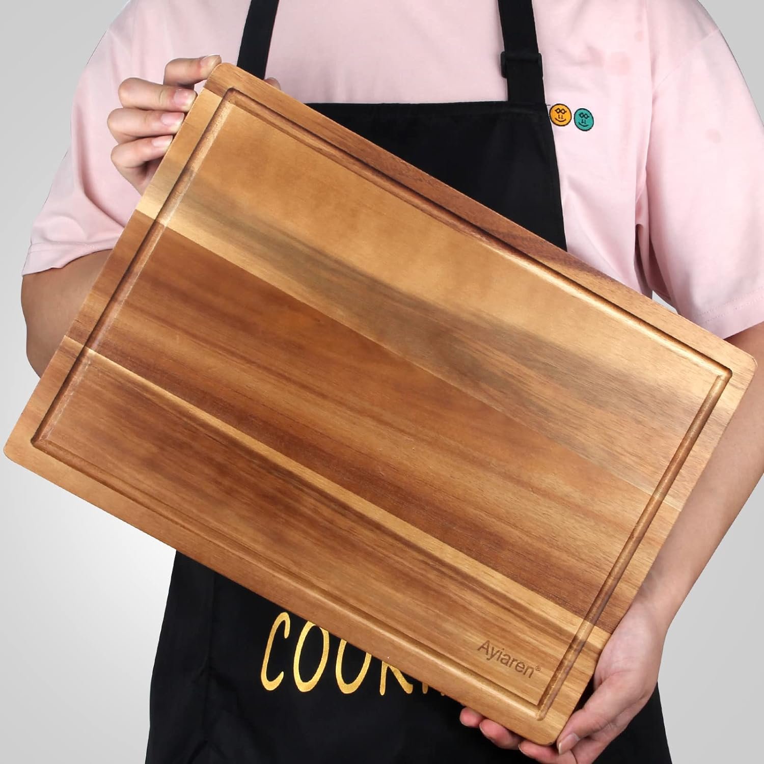 Acacia Wood Cutting Boards for Kitchen Rectangle Large Charcuterie Boards Best Wooden Chopping Board Butcher Block Serving Cheese Borad Meat Cutting Carving Board Charcuterie Platter Tray for Food