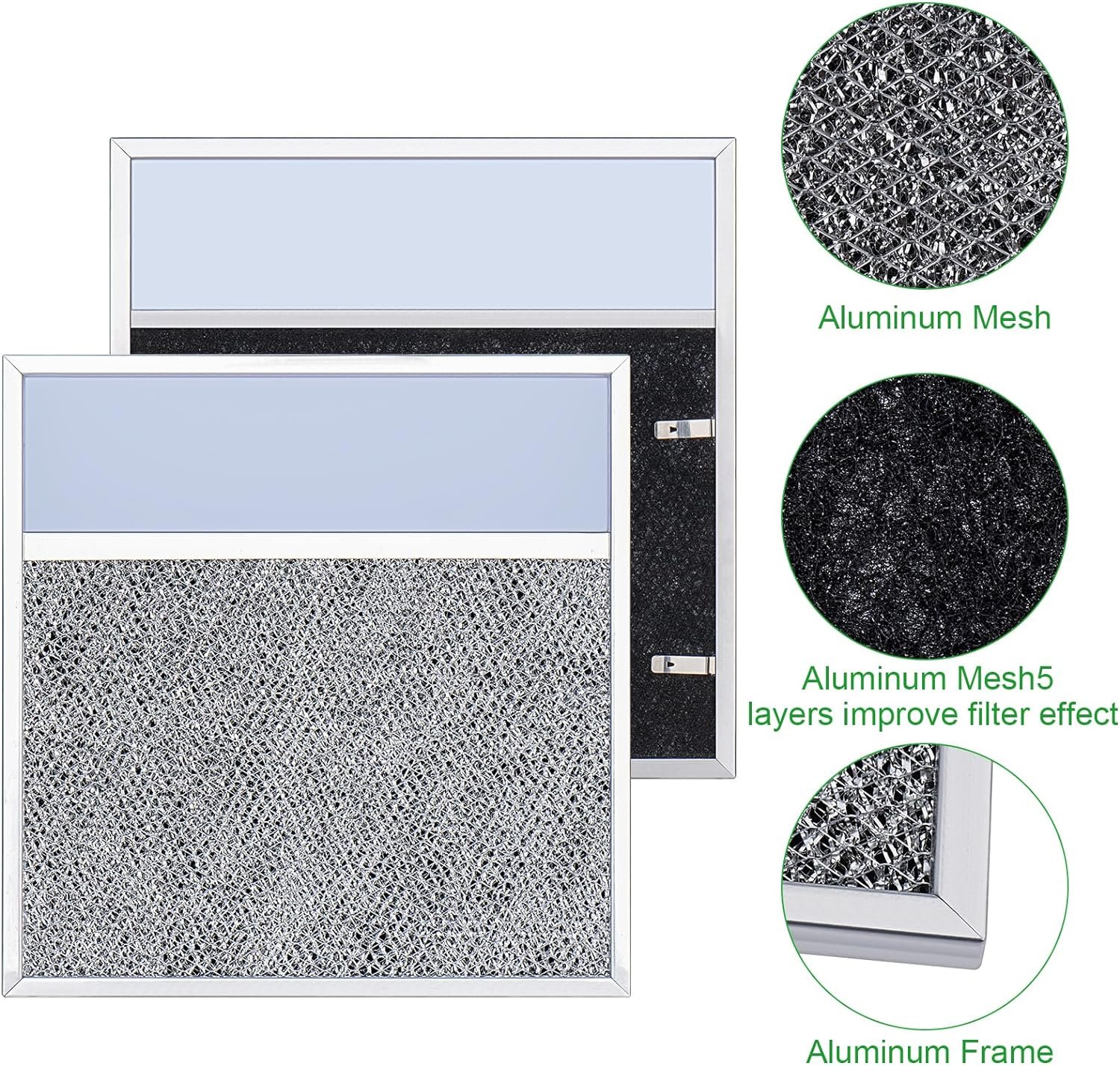 ACL9175 Range hood Filter Aluminum Filter with Light Lens 11-1/2 X 11-3/4 X 3/8,for whirlpool range hood filter WP8190232, Broan R610045, R610050, Estate 883093, 883103, 883149,