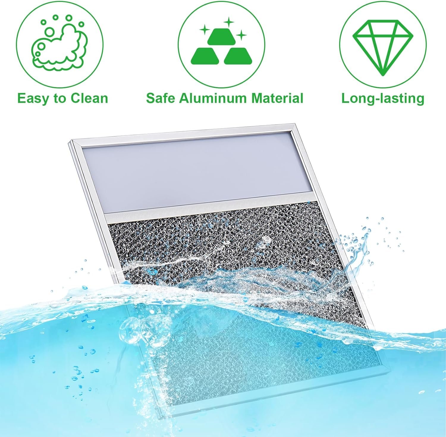ACL9175 Range hood Filter Aluminum Filter with Light Lens 11-1/2 X 11-3/4 X 3/8,for whirlpool range hood filter WP8190232, Broan R610045, R610050, Estate 883093, 883103, 883149,