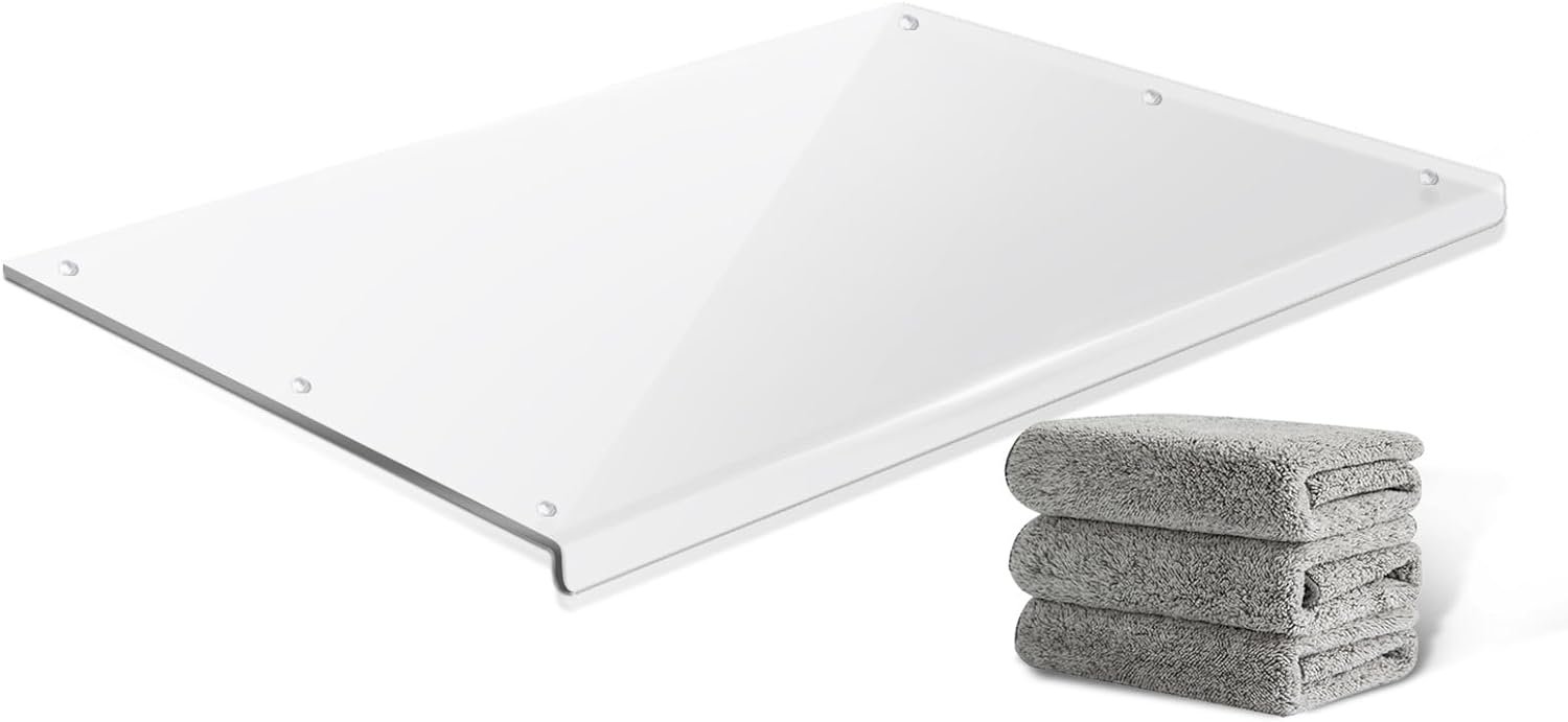 Acrylic Cutting Board with 3pcs Rags Clear Counter Cutting Board Chopping Board with Counter Lip for Kitchen Counter, Transparent Non Slip Cutting Boards for Kitchen Countertop(18X13)