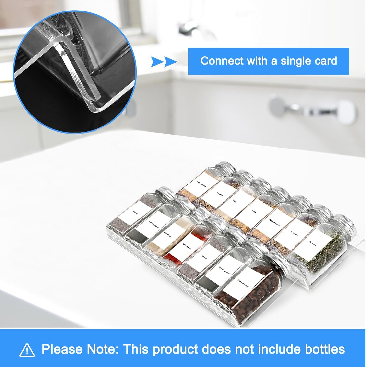 Acrylic Kitchen Spice Rack,Acrylic Spice Drawer Organizer,4 Tier- 1 Set,with 160 Labels,Organize and Display Your Spices,and Seasonings(Jars not included) Acrylic Kitchen Spice Rack,Acrylic Spice Drawer Organizer,4 Tier- 1 Set,with 160 Labels,Organize and Display Your Spices,and Seasonings(Jars not included)