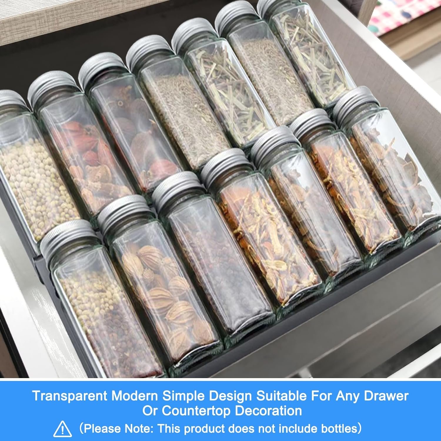 Acrylic Kitchen Spice Rack,Acrylic Spice Drawer Organizer,4 Tier- 1 Set,with 160 Labels,Organize and Display Your Spices,and Seasonings(Jars not included) Acrylic Kitchen Spice Rack,Acrylic Spice Drawer Organizer,4 Tier- 1 Set,with 160 Labels,Organize and Display Your Spices,and Seasonings(Jars not included)