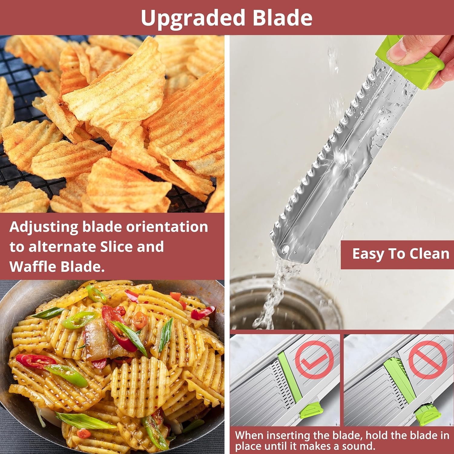 Adjustable Mandoline Slicer for Kitchen,Stainless Steel Vegetable Chopper - Food Chopper,Vegetable Slicer,Mandolin,Veggie Chopper with Waffle Maker| French Fry Cutter(WHITE)