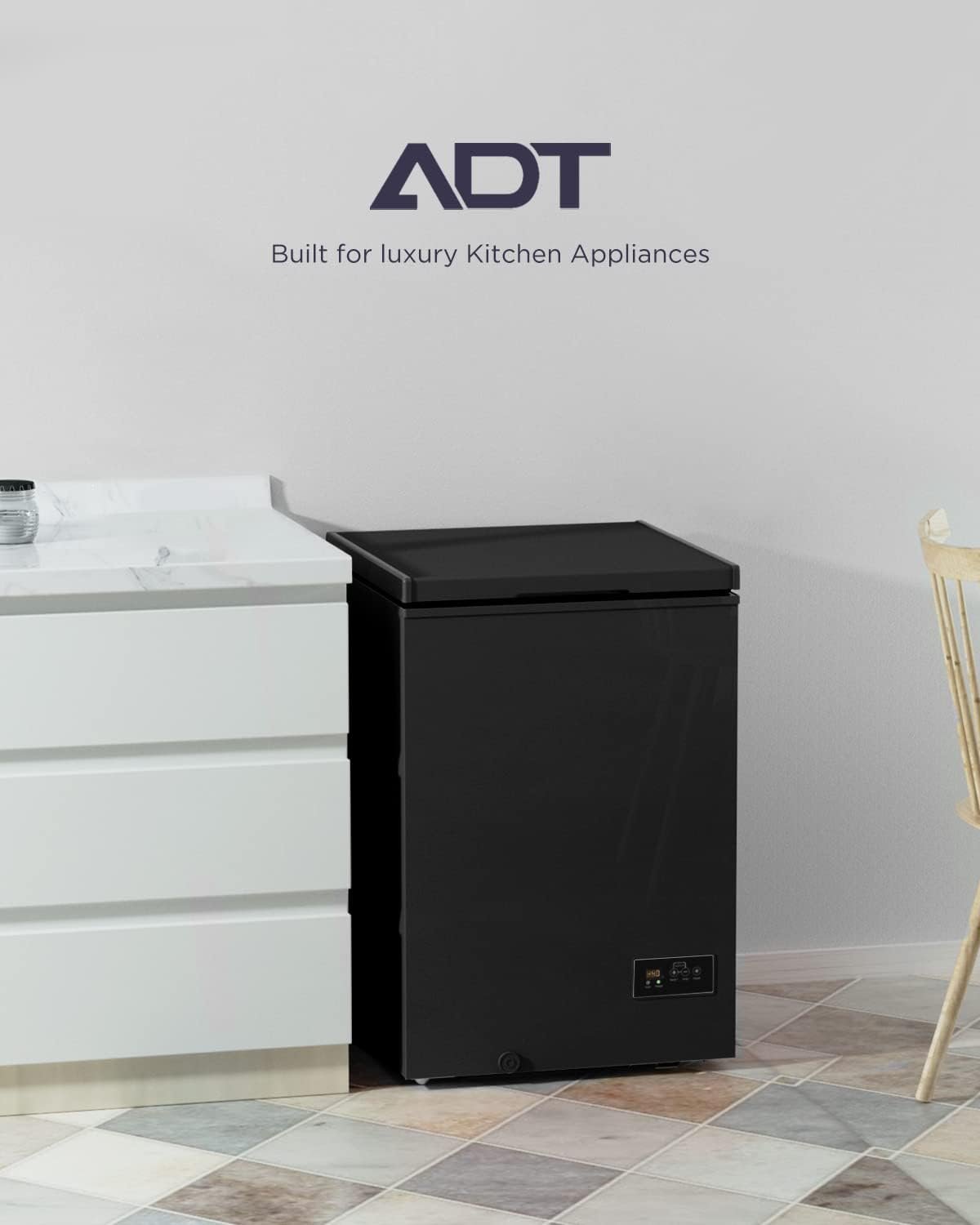 ADT Chest Freezer Free-Standing Top Door Freezers 6.8℉ to -4℉ (Black, 3.5 Cubic Feet) ADT Chest Freezer Free-Standing Top Door Freezers 6.8℉ to -4℉ (Black, 3.5 Cubic Feet)