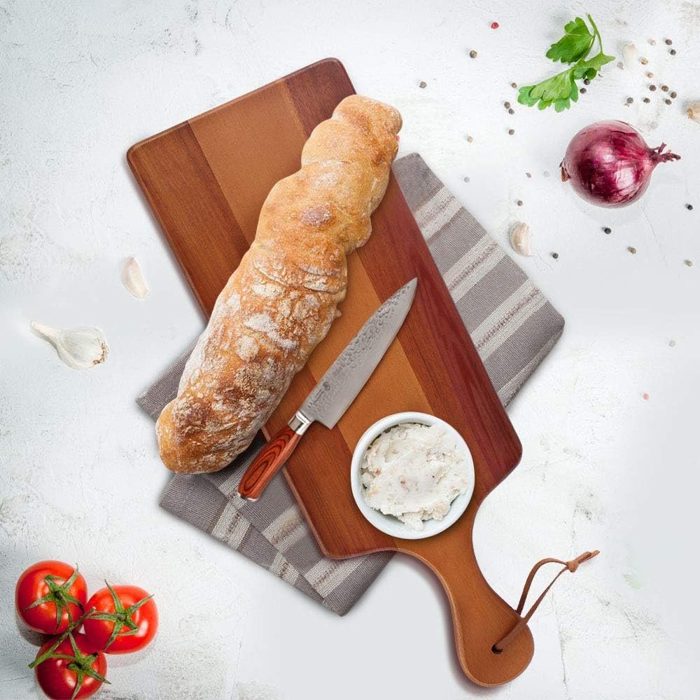 AIDEA Wood Cutting Board Large Charcuterie Board with Handle(17x11) 2Pack Dark Brown