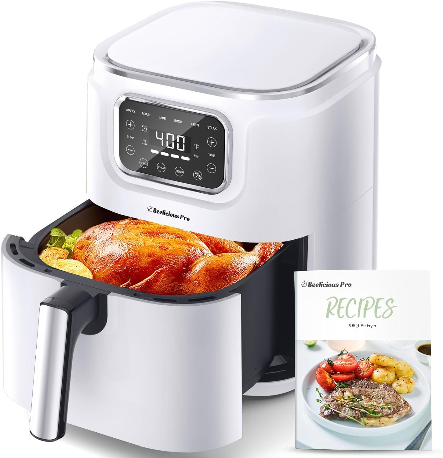 Air Fryer, Beelicious® 5.8QT Large Air Fryers, 8-in-1 Digital Airfryer with Shake Reminder, Flavor-Lock Tech, Dishwasher-Safe  Nonstick, Fit for 2-5 People, Black Air Fryer, Beelicious® 5.8QT Large Air Fryers, 8-in-1 Digital Airfryer with Shake Reminder, Flavor-Lock Tech, Dishwasher-Safe  Nonstick, Fit for 2-5 People, Black