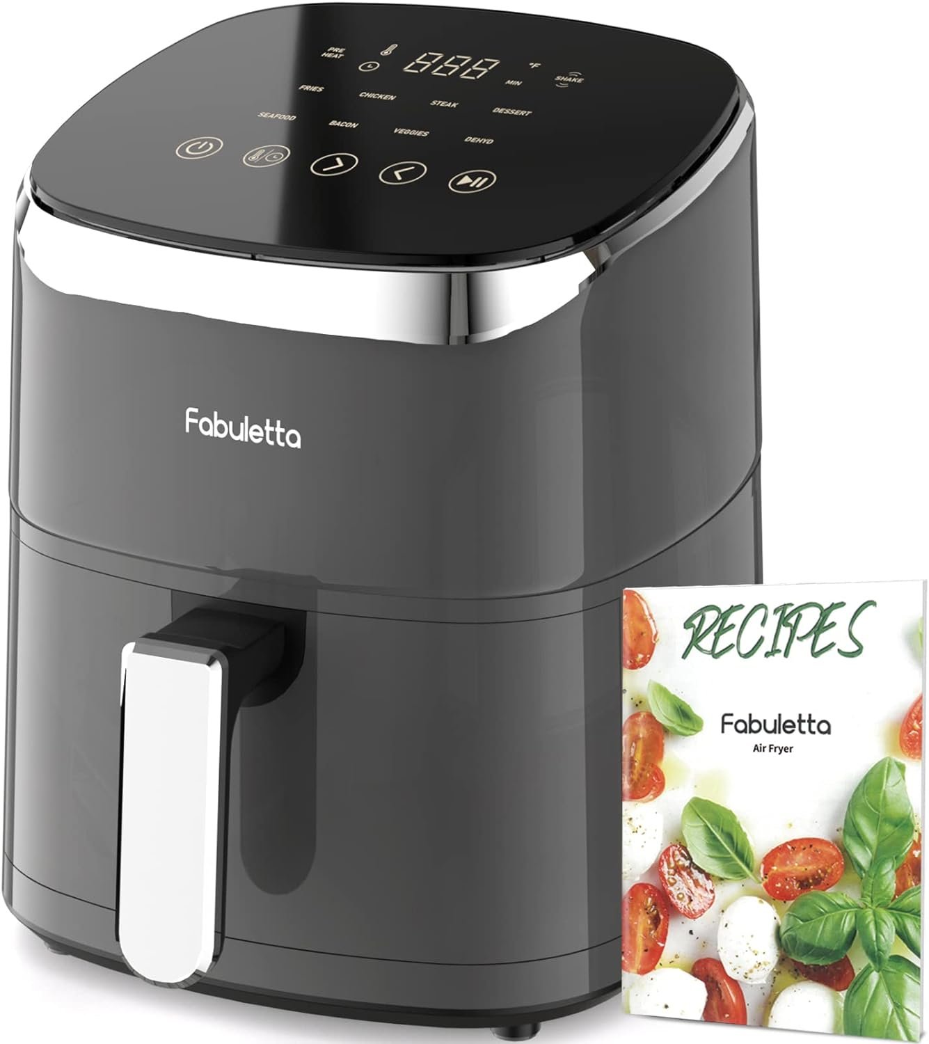 Air Fryer, Fabuletta 9 Cooking Functions Electric Air Fryers, Shake Reminder, Powerful 1550W Electric Hot Air Fryer Oilless Cooker, Tempered Glass Display, Dishwasher-Safe  Nonstick, 4 Quart