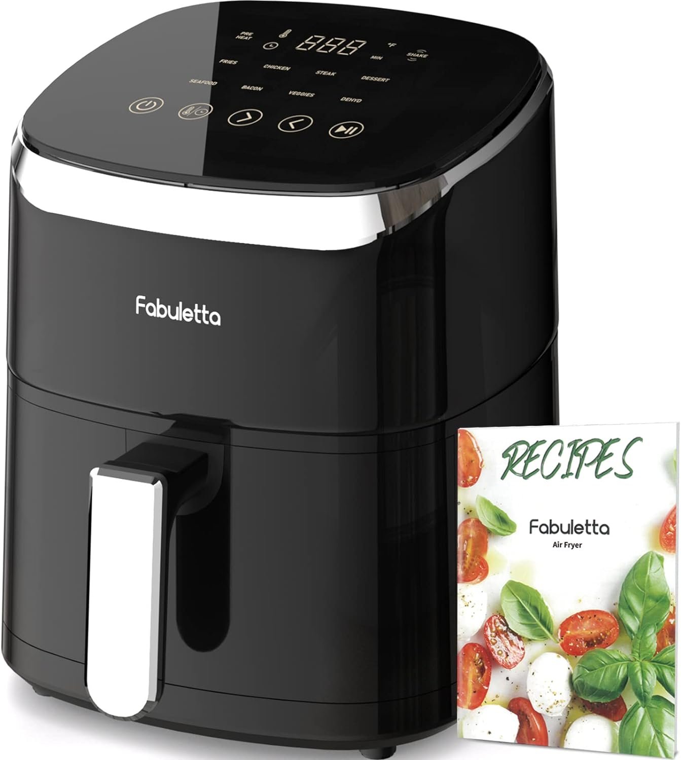 Air Fryer, Fabuletta 9 Cooking Functions Electric Air Fryers, Shake Reminder, Powerful 1550W Electric Hot Air Fryer Oilless Cooker, Tempered Glass Display, Dishwasher-Safe  Nonstick, 4 Quart