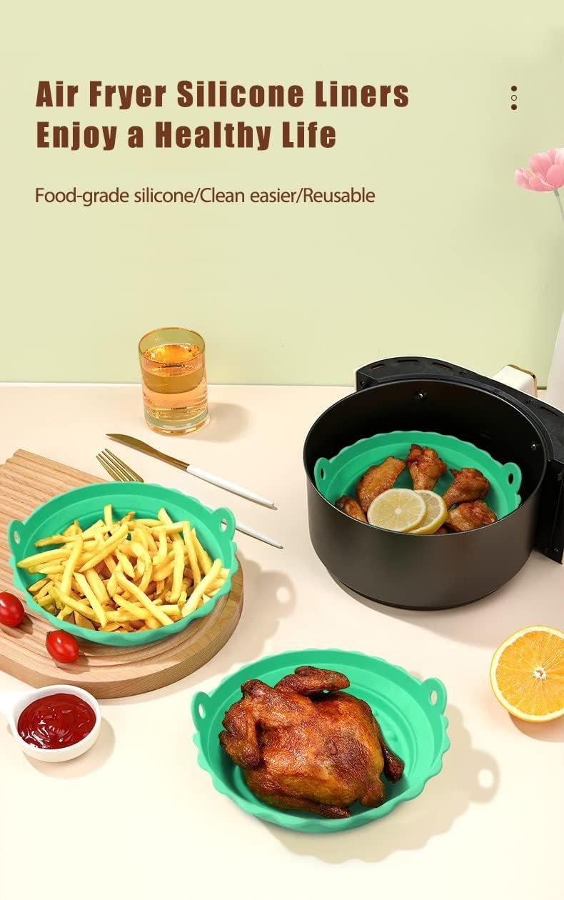Air Fryer Silicone Liners Pots - 3Pack Silicone Baskets for Baking Roasting Microwave, Non-stick Oil-proof Reusable Air Fryers Oven Accessories(7.87inch) Air Fryer Silicone Liners Pots - 3Pack Silicone Baskets for Baking Roasting Microwave, Non-stick Oil-proof Reusable Air Fryers Oven Accessories(7.87inch)