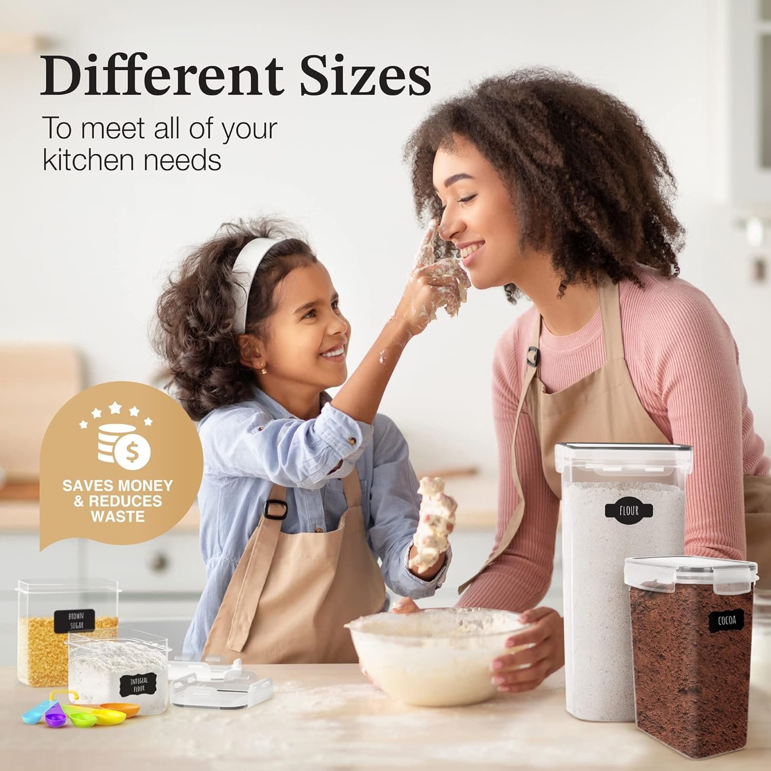 Airtight Food Storage Containers for Kitchen Organization 7 PC - Plastic Food Canisters with Lids, Labels, Marker  Spoons for Pantry Organization and Storage - Cereal, Flour and Sugar Containers