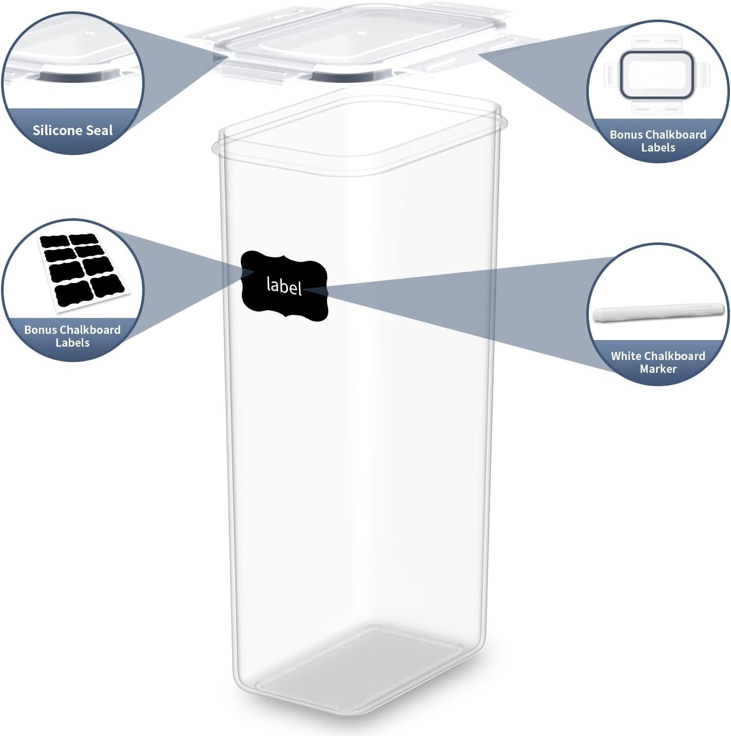 Airtight Food Storage Containers with Lids, 14 PCS Plastic Cereal Kitchen Stackable Food Storage Buckets Food Canisters for Kitchen Pantry Organization Snacks and Sugar Include 24 Labels Airtight Food Storage Containers with Lids, 14 PCS Plastic Cereal Kitchen Stackable Food Storage Buckets Food Canisters for Kitchen Pantry Organization Snacks and Sugar Include 24 Labels
