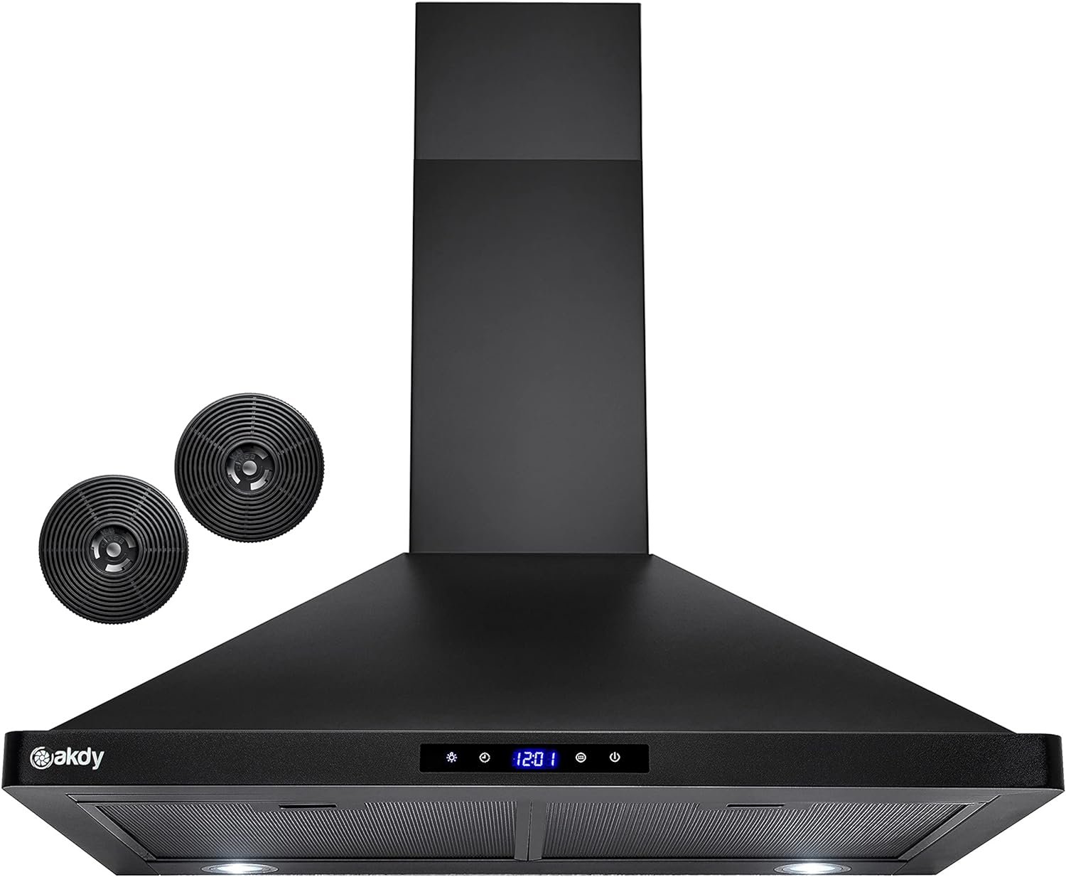 akdy-convertible-kitchen-wall-mount-range-hood-in-black-painted-stainless-steel-with-lights-and-carbon-filters-30-in - Cooking Appliance World