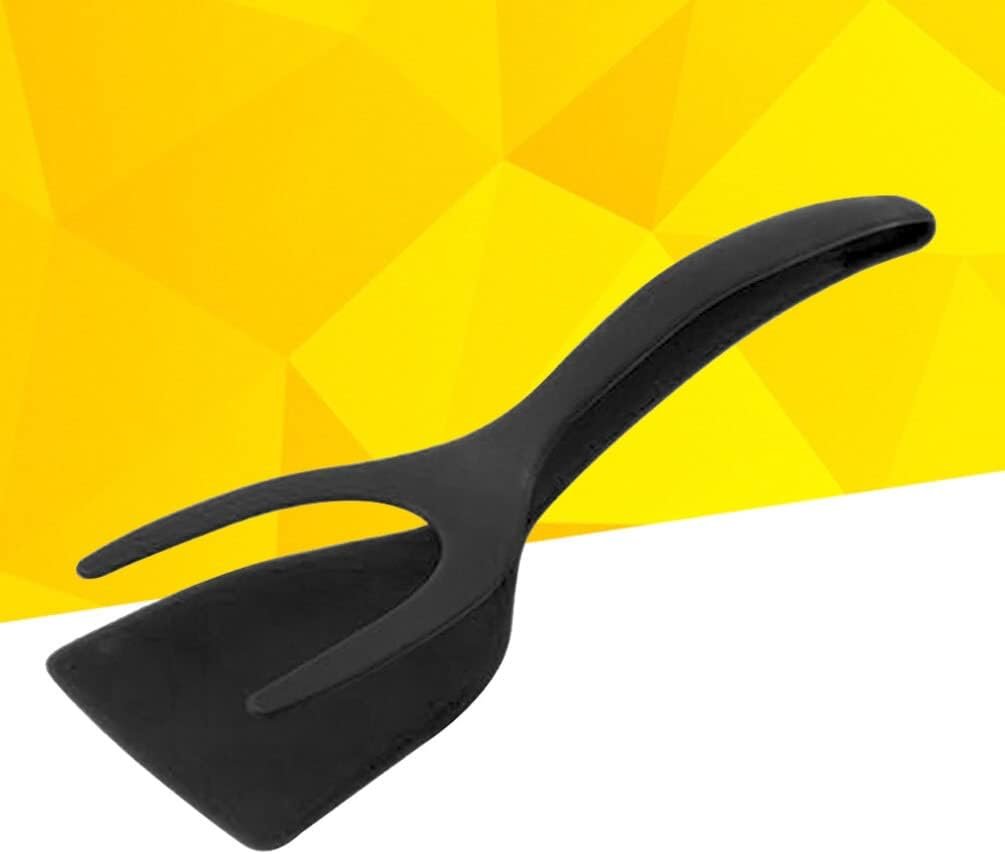 Alipis 2 in 1 Grip and Flip Spatula Tong 2pcs Egg Flipper Tongs Pancake Fish French Toasts Omelet Making for Home Kitchen Cooking Tool Black
