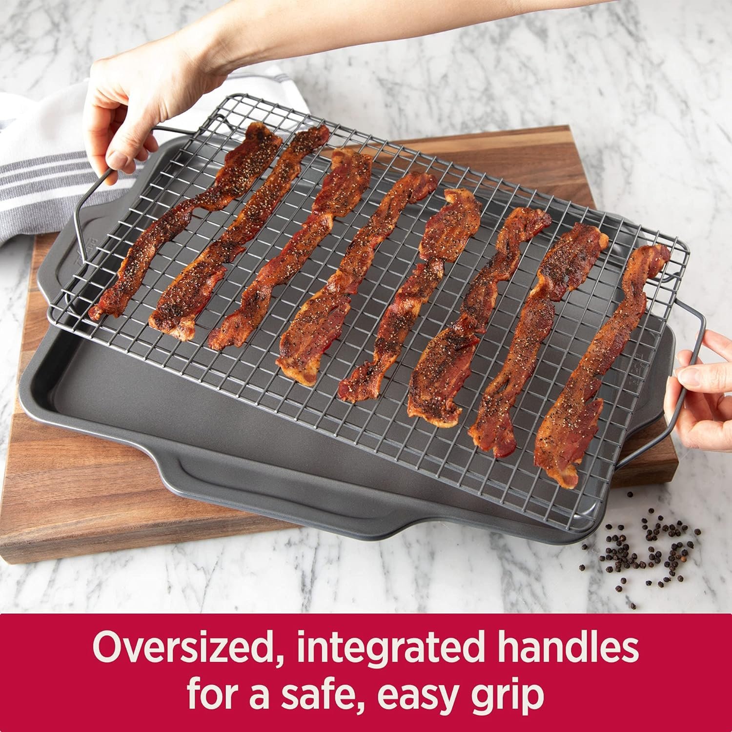 All-Clad Pro-Release Nonstick Bakeware Cooling and Baking Rack 12x17 Inch Oven Safe 450F Half Sheet, Cookie Sheet, Muffin Pan, Cooling  Baking Rack, Round Cake Pan, Loaf Pan, Baking Pan Grey