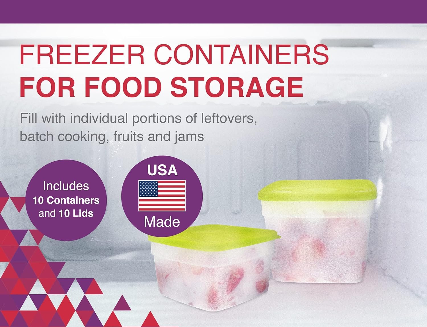 Arrow Home Products 1.5 Pint Freezer Food Storage Containers with Lids, 8 Pack - USA Made Reusable Freezer Containers for Food Storage - Prep, Store, Freeze -BPA Free, Dishwasher Safe, 3 Cups, 8 Pack