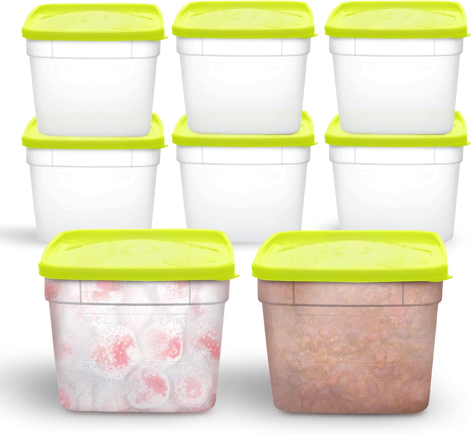 Arrow Home Products 1.5 Pint Freezer Food Storage Containers with Lids, 8 Pack - USA Made Reusable Freezer Containers for Food Storage - Prep, Store, Freeze -BPA Free, Dishwasher Safe, 3 Cups, 8 Pack