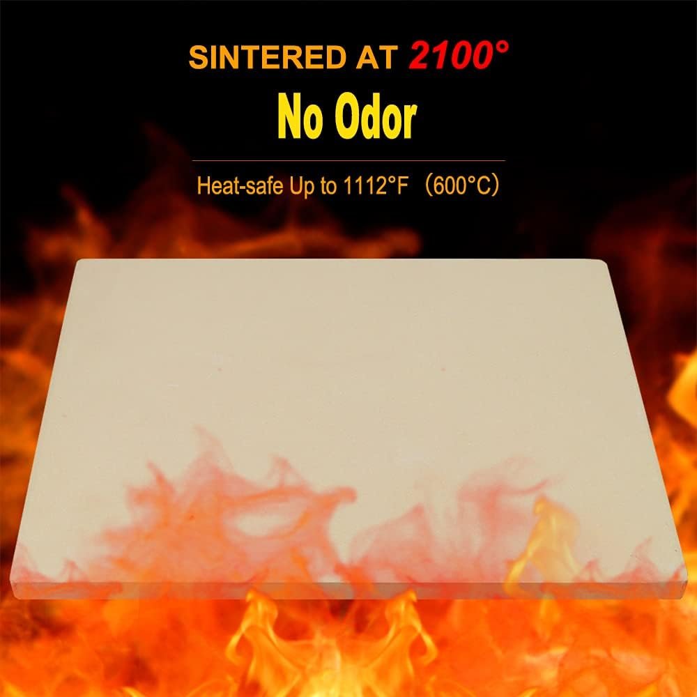 Augosta Pizza Stone for Oven and Grill, Free Wooden Pizza Peel paddle, Durable and Safe Baking Stone for grill, Thermal Shock Resistant cooking stone, 15 x 12 Inch