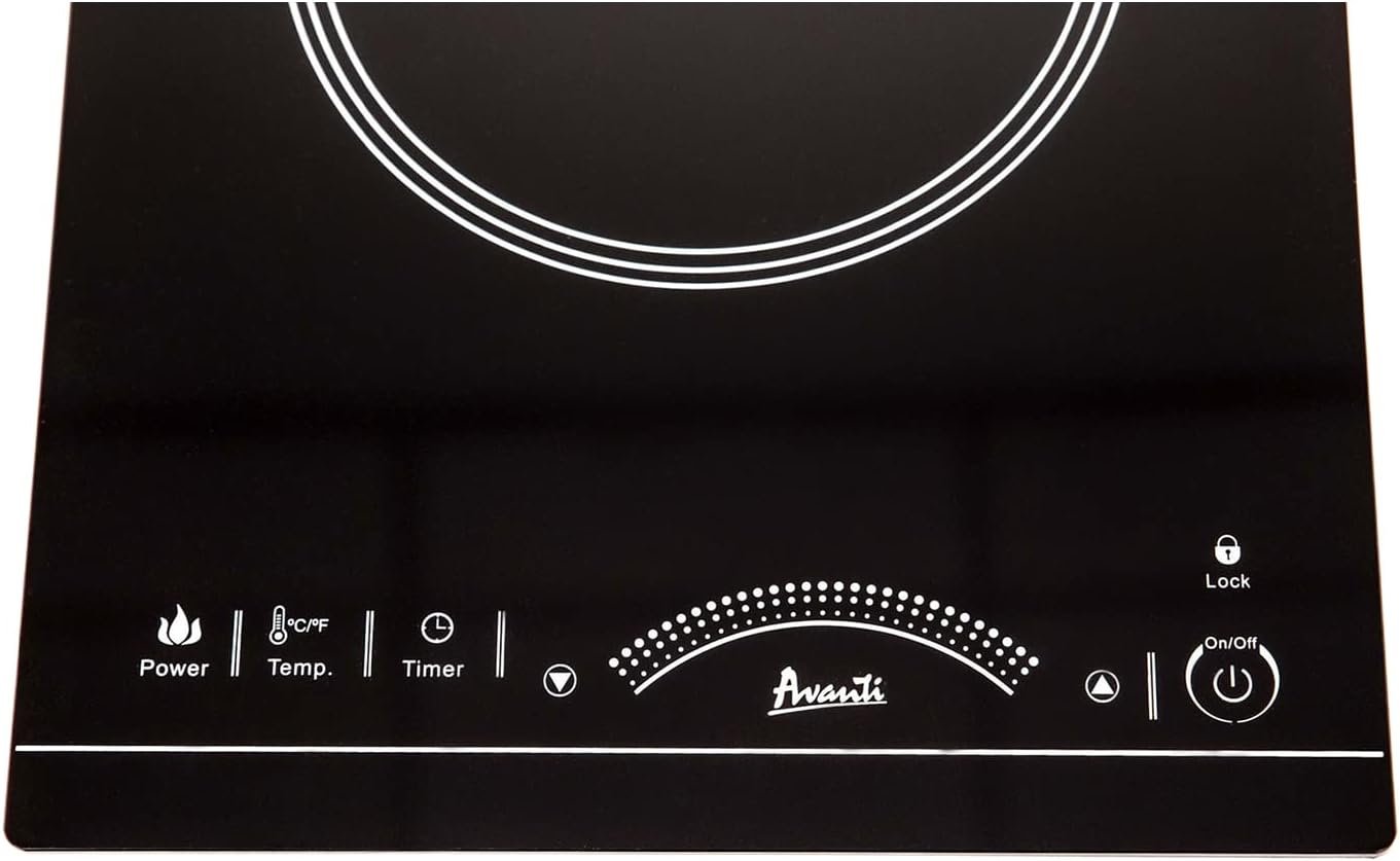 Avanti IH1800L1B-IS Portable Cooktop Electric Stove Top Hot Plate with Single Induction Burner, 6 Power Settings, Temperature Touch Control 140-460F, 1800-Watts, Black