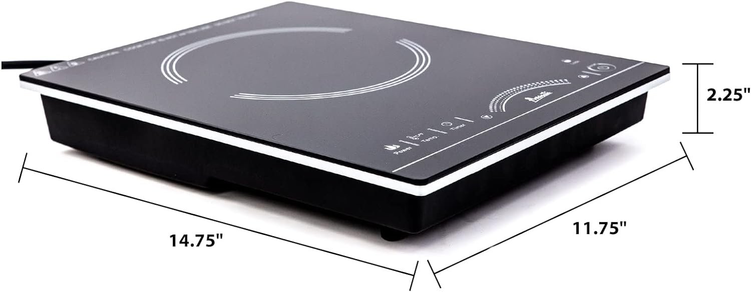Avanti IH1800L1B-IS Portable Cooktop Electric Stove Top Hot Plate with Single Induction Burner, 6 Power Settings, Temperature Touch Control 140-460F, 1800-Watts, Black