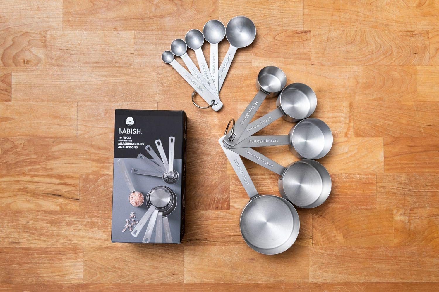 Babish 10-Piece Stainless Steel Measuring Cups  Spoon Set Babish 10-Piece Stainless Steel Measuring Cups  Spoon Set