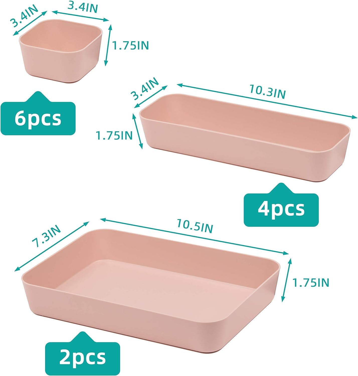 Backerysupply Set Of 12 Pink Color Plastic Desk Drawer Organizers For Makeup Bathroom Office Kitchen Vanity Drawer Storage Box Container Backerysupply Set Of 12 Pink Color Plastic Desk Drawer Organizers For Makeup Bathroom Office Kitchen Vanity Drawer Storage Box Container