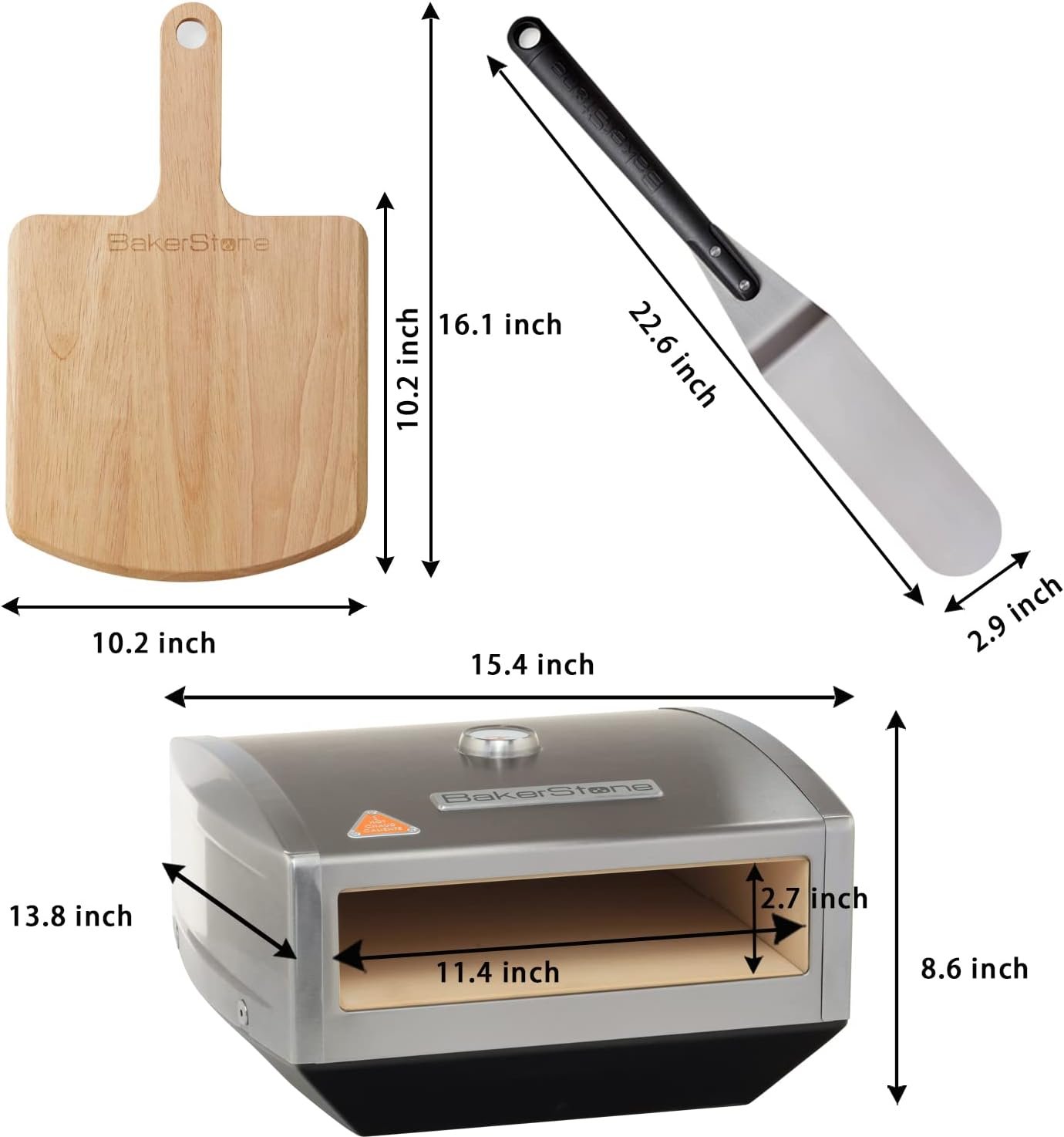 BakerStone Pizza Oven for Gas Grill, Stainless Gas Stove Grill Top Ovens Pizza Maker Kit for Indoor with Wood Pizza Peel, Turning Peel Pizza Box, OS Series BakerStone Pizza Oven for Gas Grill, Stainless Gas Stove Grill Top Ovens Pizza Maker Kit for Indoor with Wood Pizza Peel, Turning Peel Pizza Box, OS Series