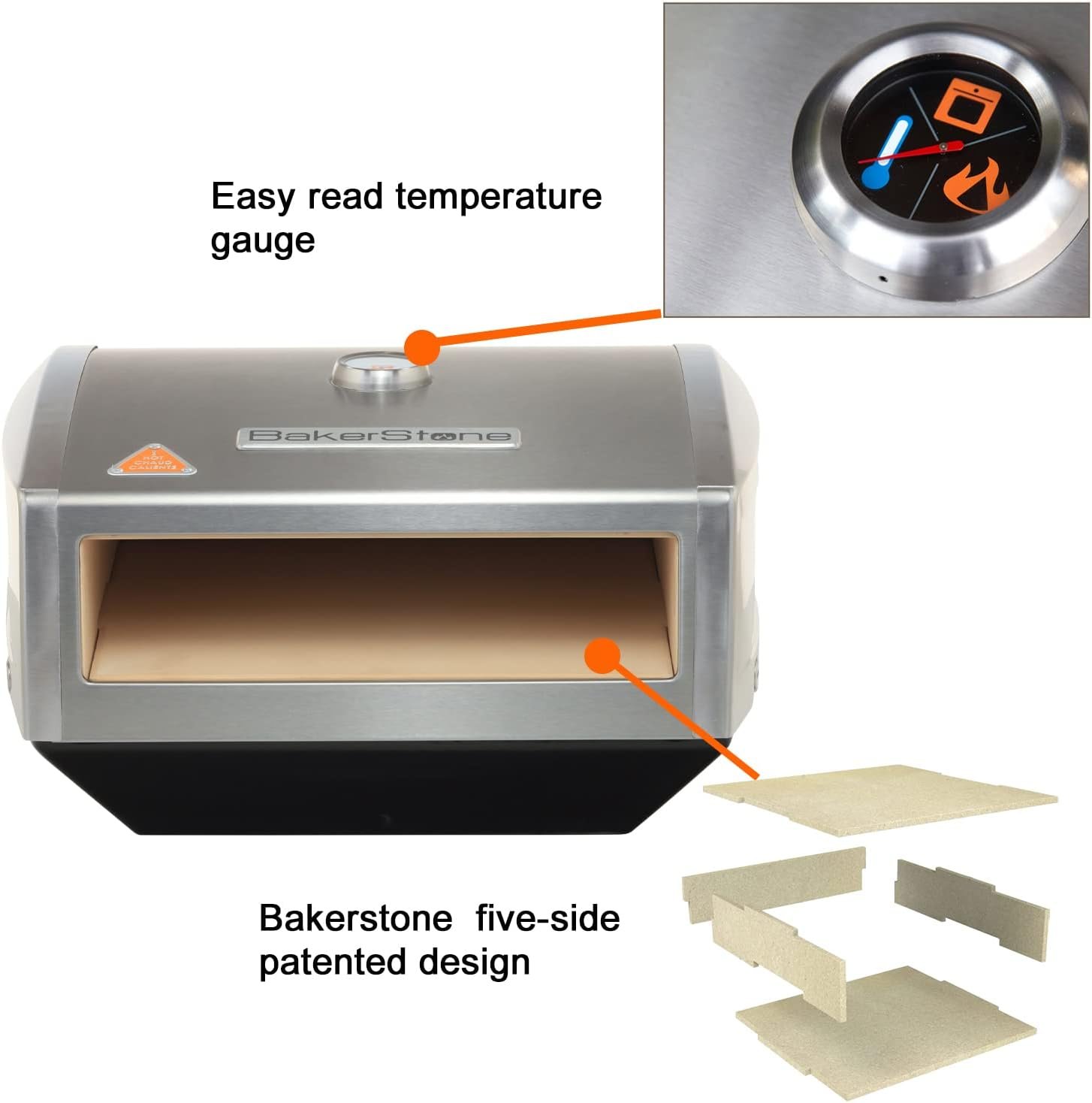 BakerStone Pizza Oven for Gas Grill, Stainless Gas Stove Grill Top Ovens Pizza Maker Kit for Indoor with Wood Pizza Peel, Turning Peel Pizza Box, OS Series BakerStone Pizza Oven for Gas Grill, Stainless Gas Stove Grill Top Ovens Pizza Maker Kit for Indoor with Wood Pizza Peel, Turning Peel Pizza Box, OS Series