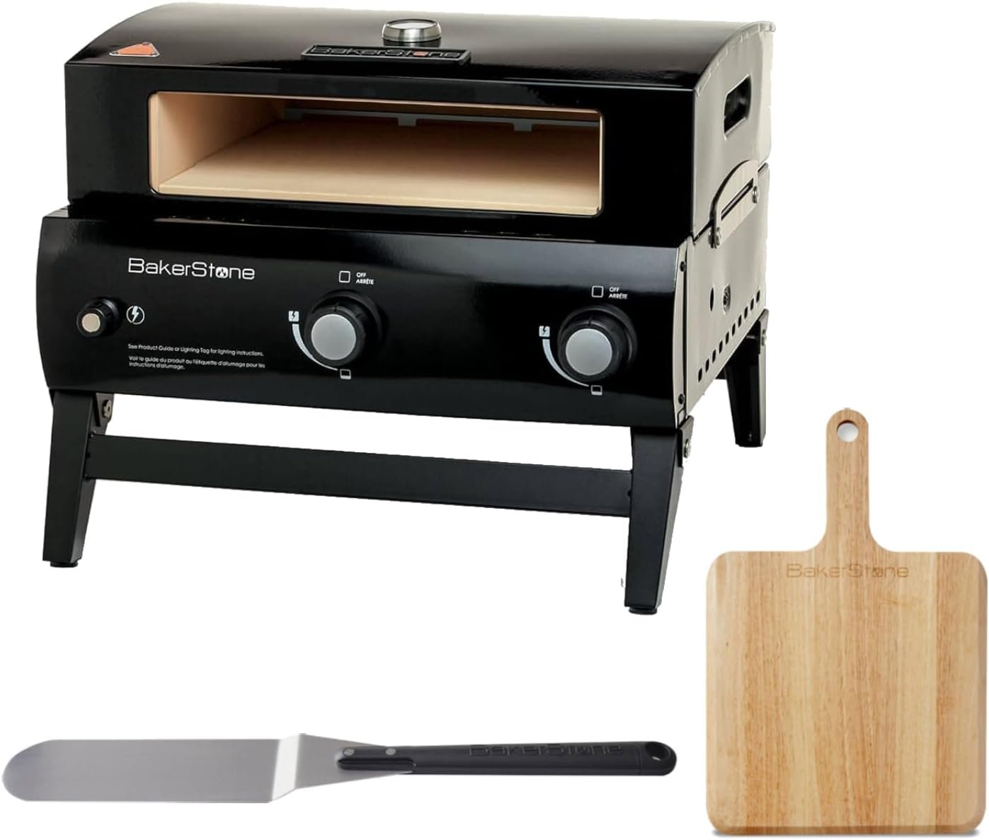BakerStone Pizza Oven with Portable Gas Grill Outdoor Propane Pizza Ovens Camping Grill Kit with Wood Pizza Peel/Paddle, Pizza Turner BakerStone Pizza Oven with Portable Gas Grill Outdoor Propane Pizza Ovens Camping Grill Kit with Wood Pizza Peel/Paddle, Pizza Turner