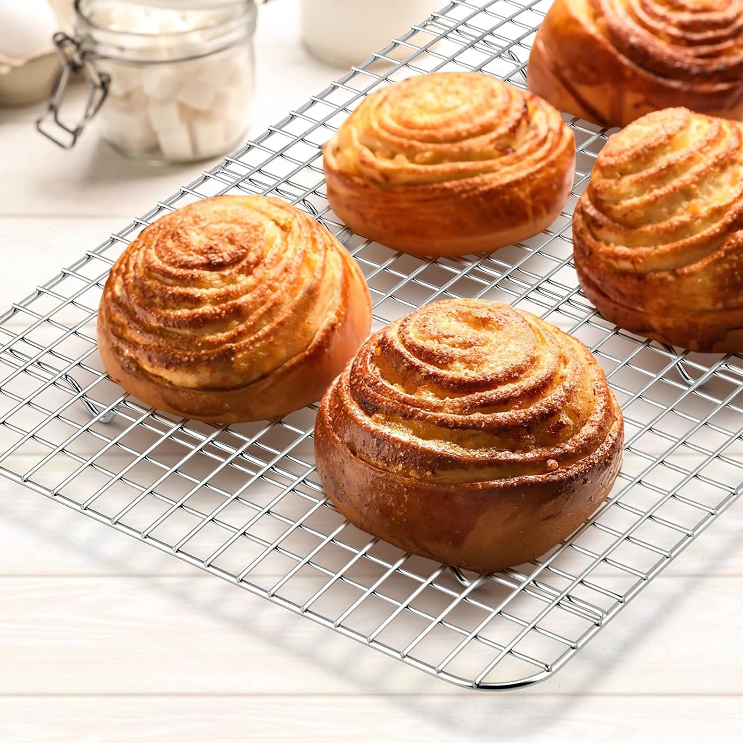 Baking Cooling Rack Set of 2, E-far 16.5x11.5 Stainless Steel Metal Roasting Cooking Racks, Fits in Half Sheet Cookie Pans, Non Toxic  Rust Free, Oven Proof  Dishwasher Safe