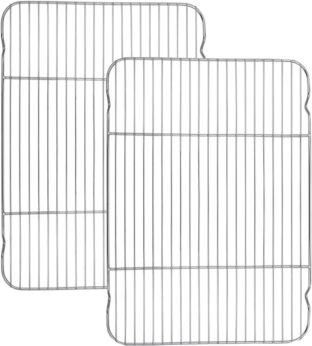 Baking Cooling Rack Set of 2, E-far 16.5x11.5 Stainless Steel Metal Roasting Cooking Racks, Fits in Half Sheet Cookie Pans, Non Toxic  Rust Free, Oven Proof  Dishwasher Safe