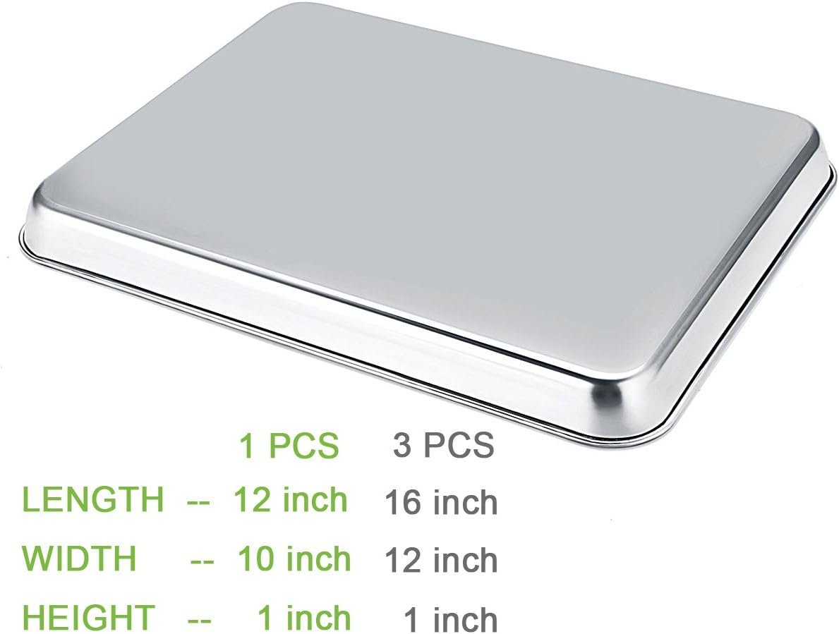 Baking Sheet Pan for Toaster Oven, Stainless Steel Baking Pans Small Metal Cookie Sheets by Umite Chef, Superior Mirror Finish Easy Clean, Dishwasher Safe, 9 x 7 x 1 inch, 3 Piece/set Baking Sheet Pan for Toaster Oven, Stainless Steel Baking Pans Small Metal Cookie Sheets by Umite Chef, Superior Mirror Finish Easy Clean, Dishwasher Safe, 9 x 7 x 1 inch, 3 Piece/set