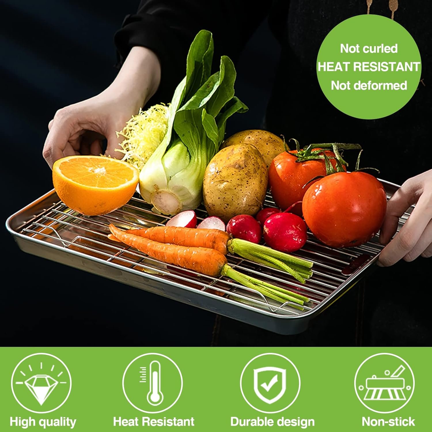 Baking Sheet Pan for Toaster Oven, Stainless Steel Baking Pans Small Metal Cookie Sheets by Umite Chef, Superior Mirror Finish Easy Clean, Dishwasher Safe, 9 x 7 x 1 inch, 3 Piece/set Baking Sheet Pan for Toaster Oven, Stainless Steel Baking Pans Small Metal Cookie Sheets by Umite Chef, Superior Mirror Finish Easy Clean, Dishwasher Safe, 9 x 7 x 1 inch, 3 Piece/set