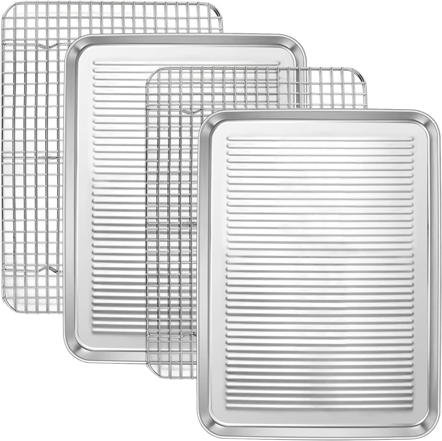 Baking Sheet Pan with Rack Set(2 Pans  2 Racks), Joyfair 16 Inch Stainless Steel Cookie Sheets with Cooling Racks, Non-toxic  Commercial Grade, Extra Thick  Rolled Rim, Rust-free  Dishwasher Safe Baking Sheet Pan with Rack Set(2 Pans  2 Racks), Joyfair 16 Inch Stainless Steel Cookie Sheets with Cooling Racks, Non-toxic  Commercial Grade, Extra Thick  Rolled Rim, Rust-free  Dishwasher Safe