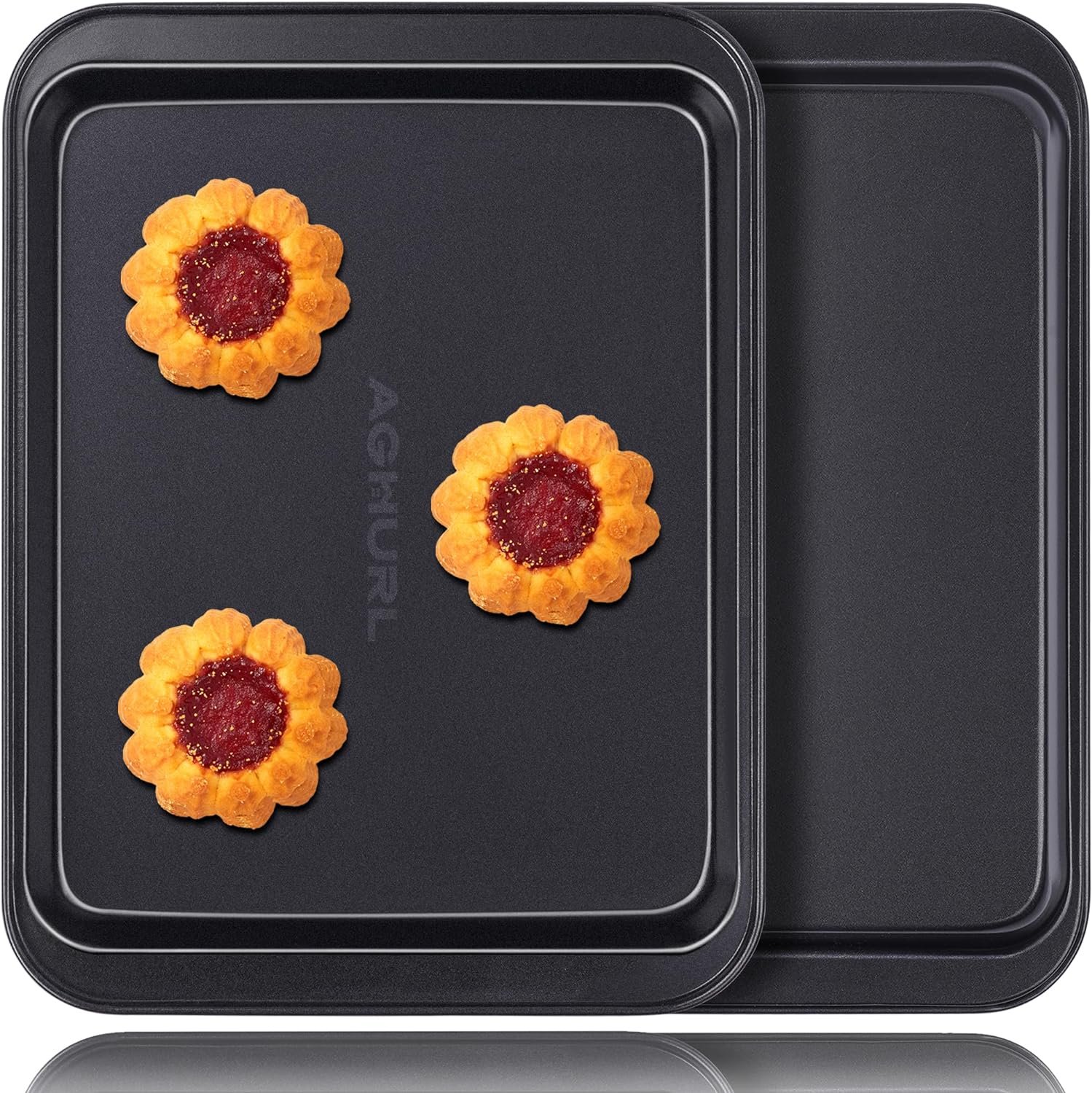 Baking Sheets, Small Cookie Trays, Nonstick Carbon Steel Baking Pan, Bakeware Set, 2-Pack, 9.45 X 7.09 Inch (Inner 7.5x6)