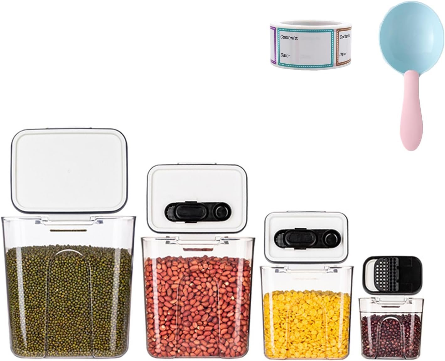 Baking Storage Set with Labels, Kitchen Storage Box with Flip Top Lid, Sealed Fresh-Keeping And Moisture-Proof Storage Kitchen Sealed Box (1 Set)