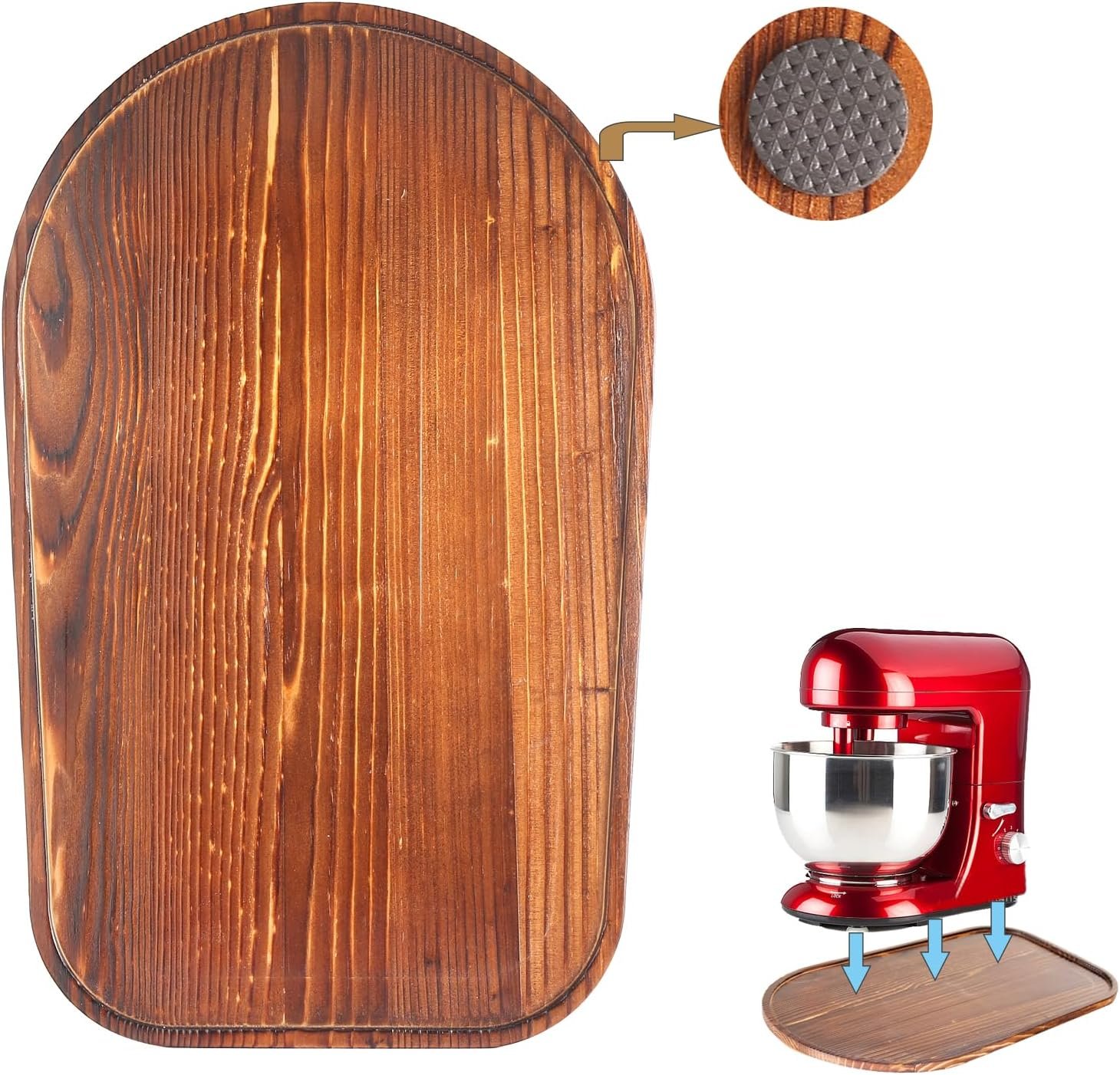 Bamboo Mixer Slider Mat Compatible with 4.5-5Qt Stand Mixer, Kitchen Mixer Appliance Mover Sliding Mat, Kitchen Stand Mixer Mat Accessories(Brown)