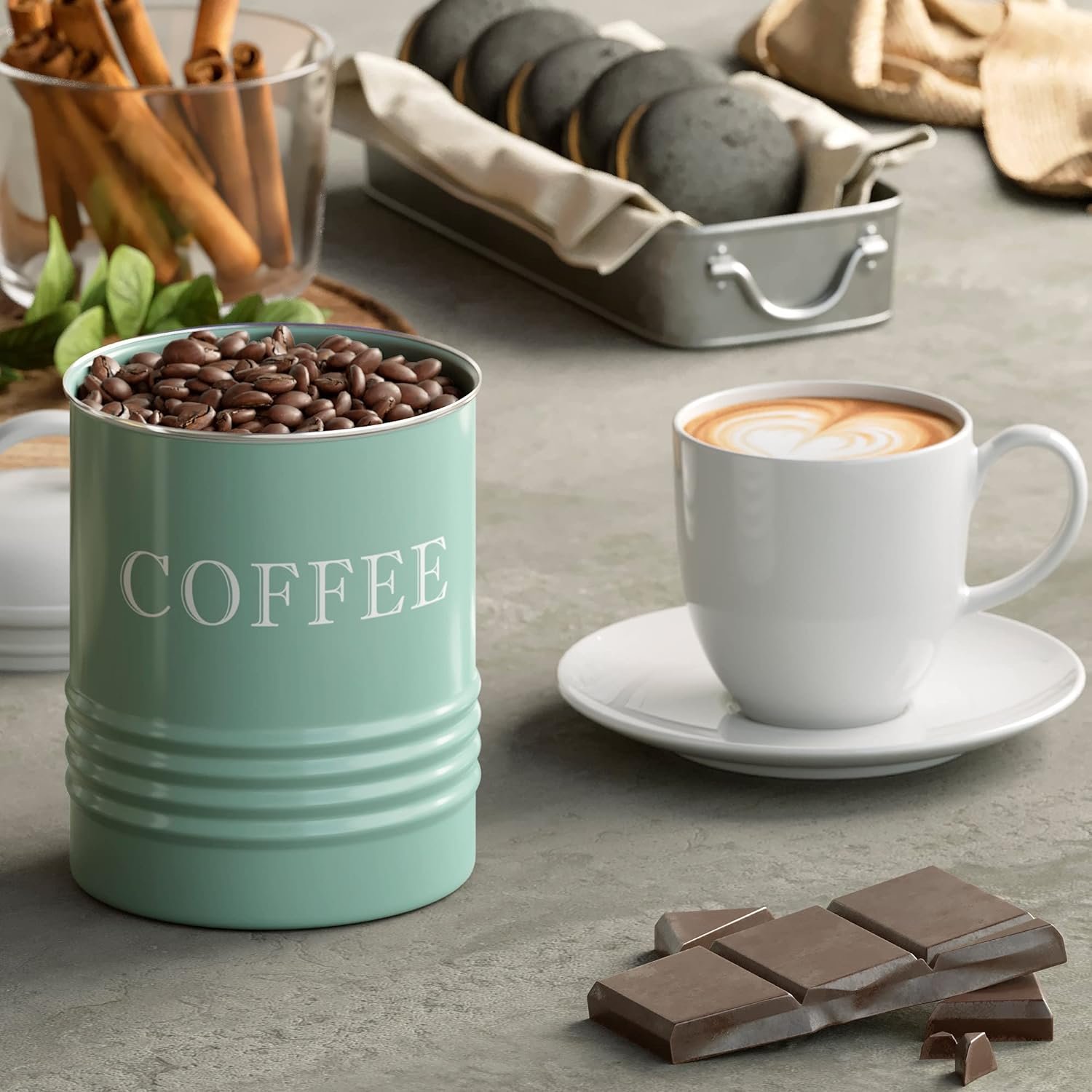 Barnyard Designs Red Canister Sets for Kitchen Counter, Vintage Country Rustic Farmhouse Decor for the Kitchen, Coffee Tea Sugar, Metal