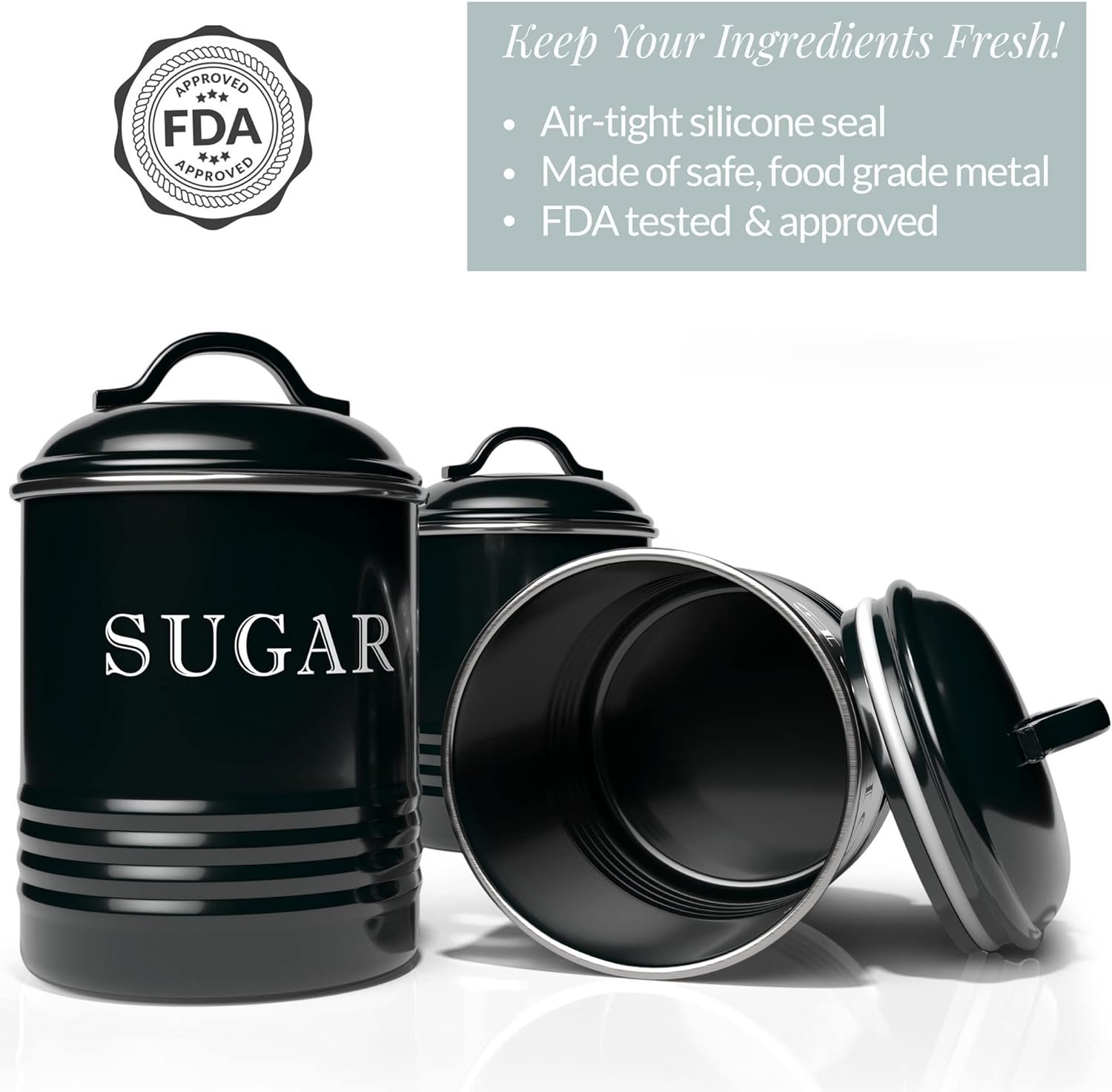 Barnyard Designs Red Canister Sets for Kitchen Counter, Vintage Country Rustic Farmhouse Decor for the Kitchen, Coffee Tea Sugar, Metal