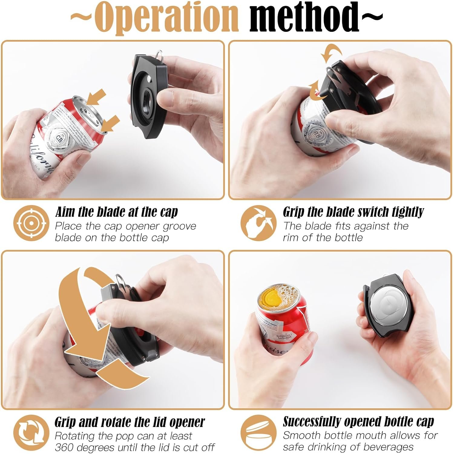 Beer Can Opener - Soda Can Opener Tool - Lid Remover - Handheld Safety Manual Can Opener, Pop Can Opener