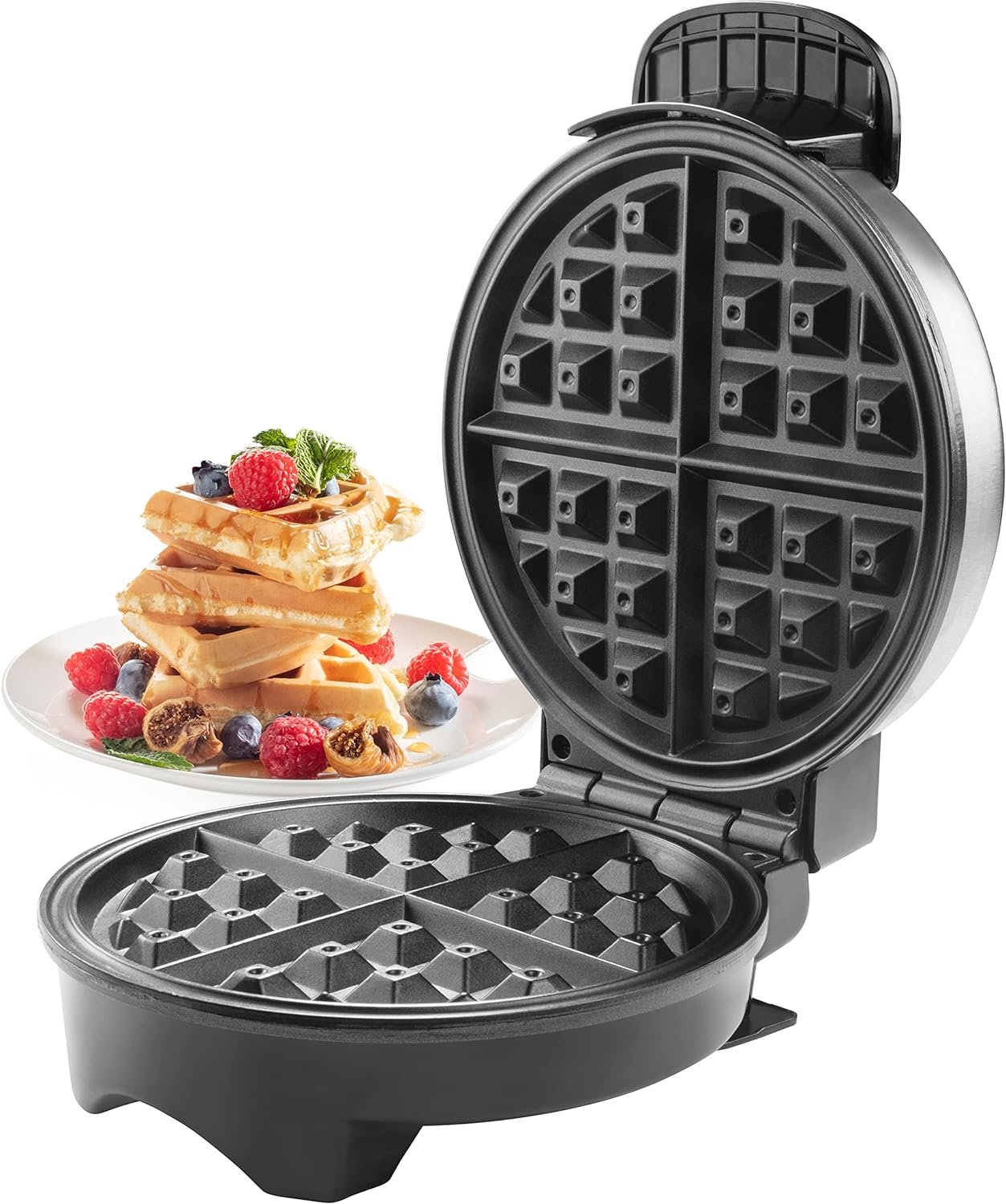 Belgian Waffle Maker - Non-Stick 7 Waffler Iron w Adjustable Browning Control, Electric Baker Makes Thick, Fluffy Waffles, Kitchen Essential for Breakfast, Great Gift or Morning Treat