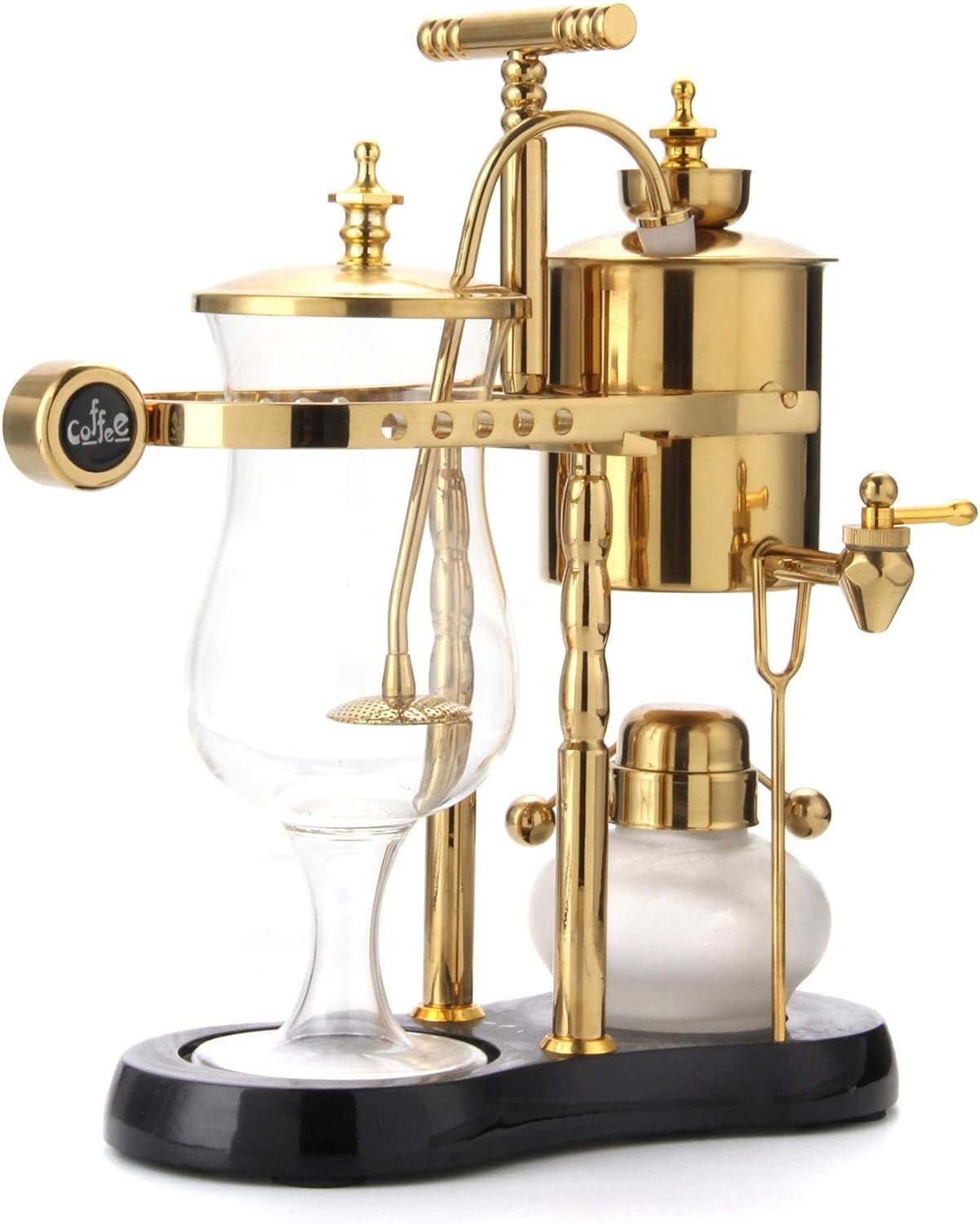 Belgian/Belgium Luxury Royal Family Balance Syphon Coffee Maker, Siphon Brewer, Elegant Design Retro-Style (Polished Rose Gold)